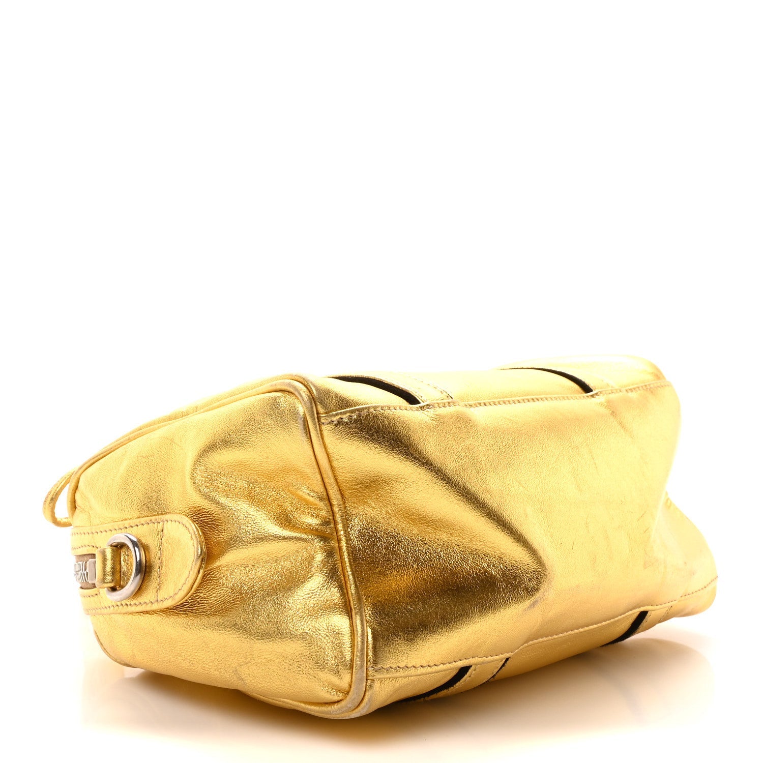 Metallic Calfskin Small Top Handle Bag Platino