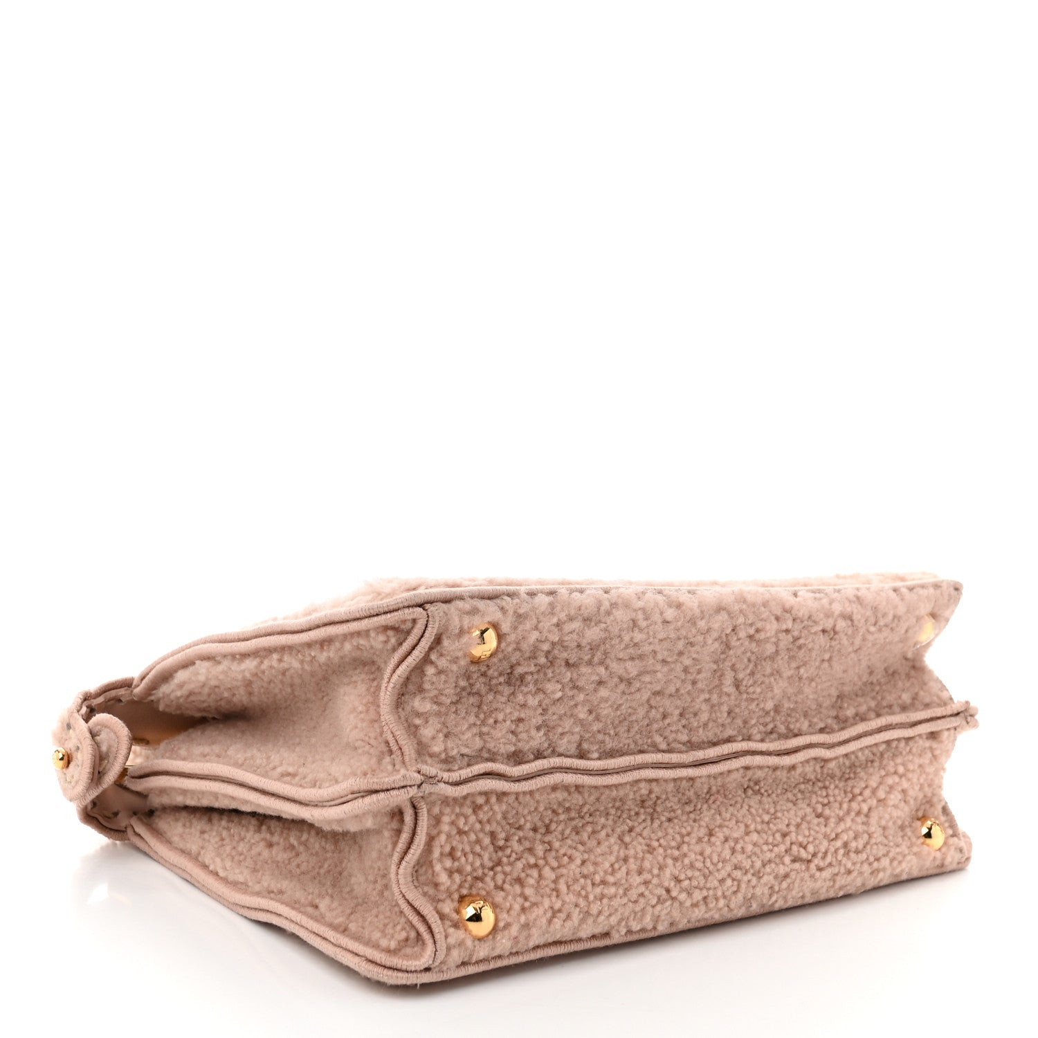 Curly Shearling Shiny Nappa Small Peekaboo I SEE U Satchel Rosa Plaster