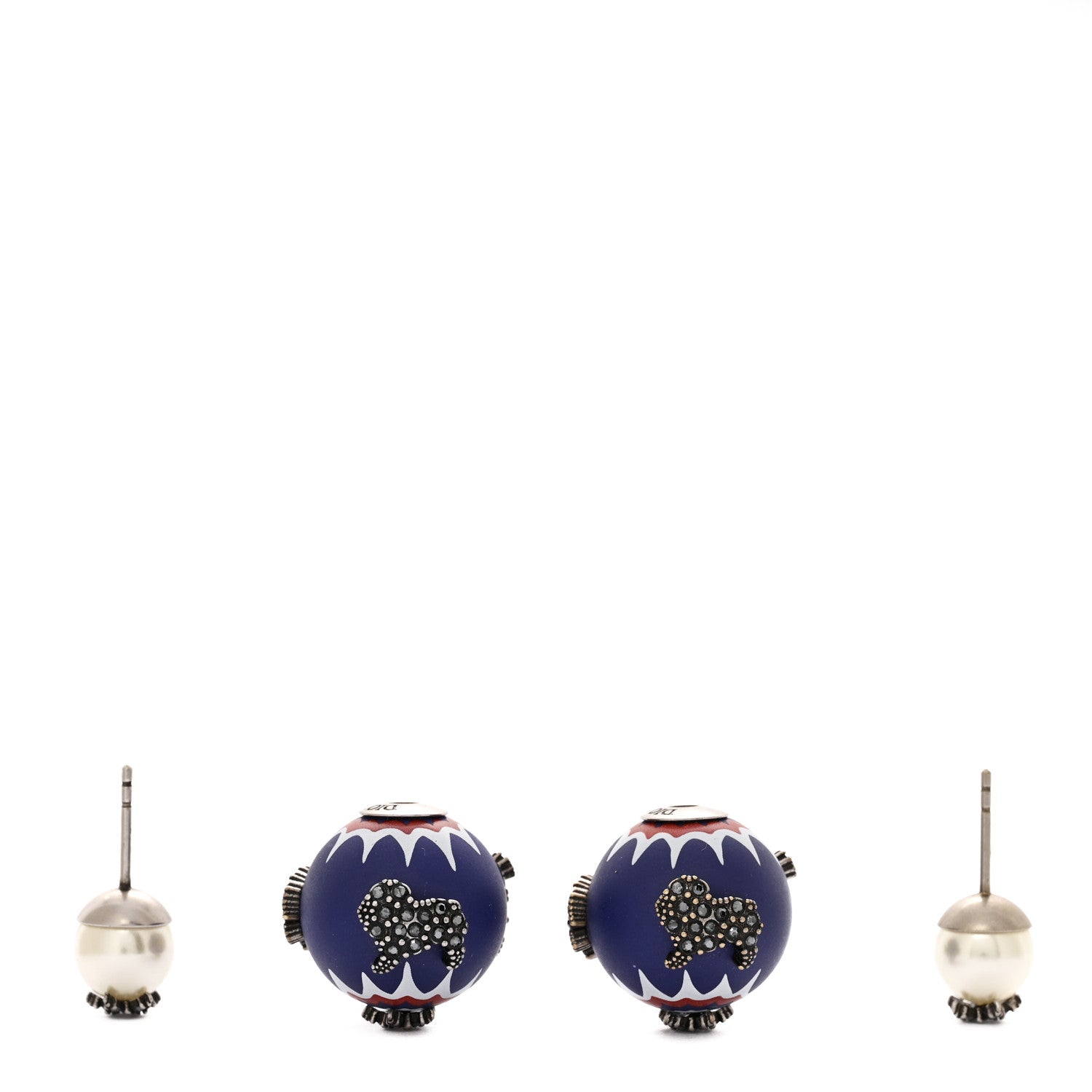 Crystal Mise En Dior Tribal Earrings Matte Blue