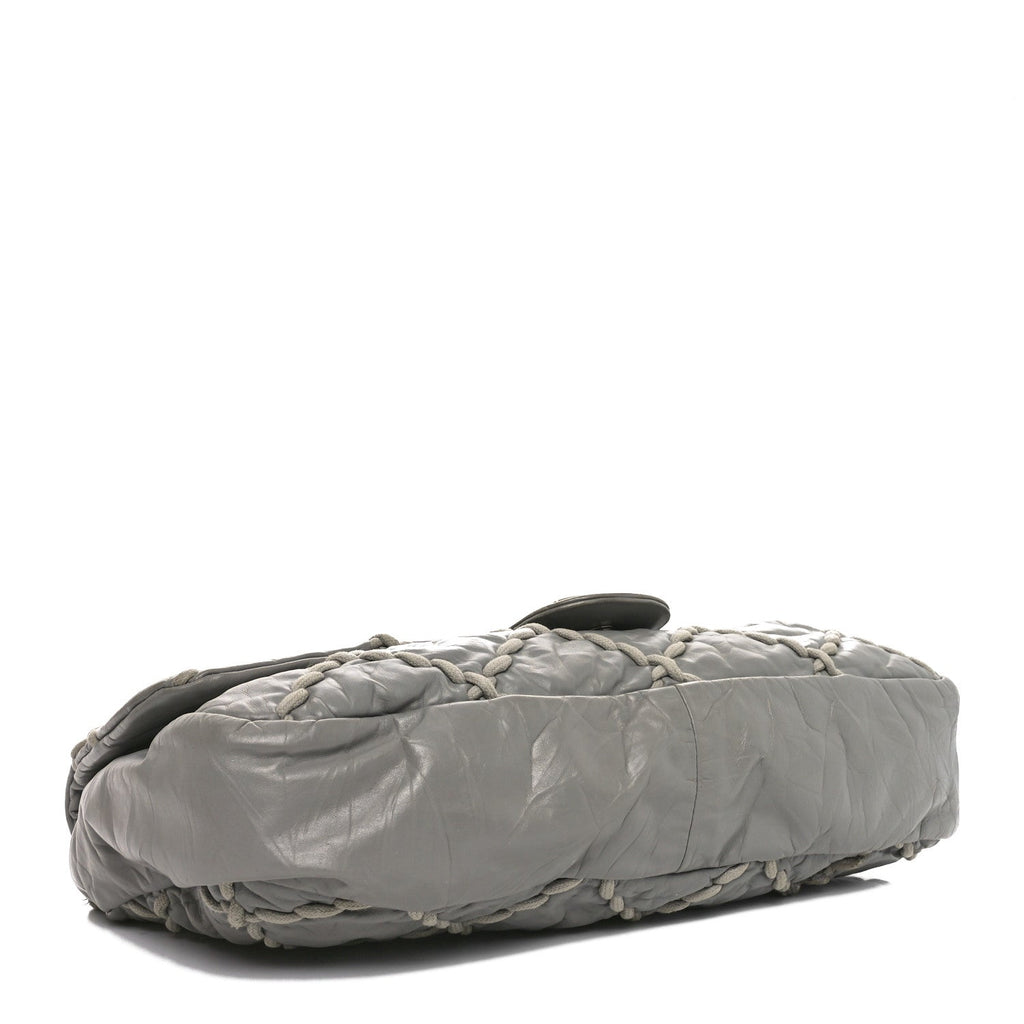 Calfskin Ultra Stitch Oversized Flap Grey