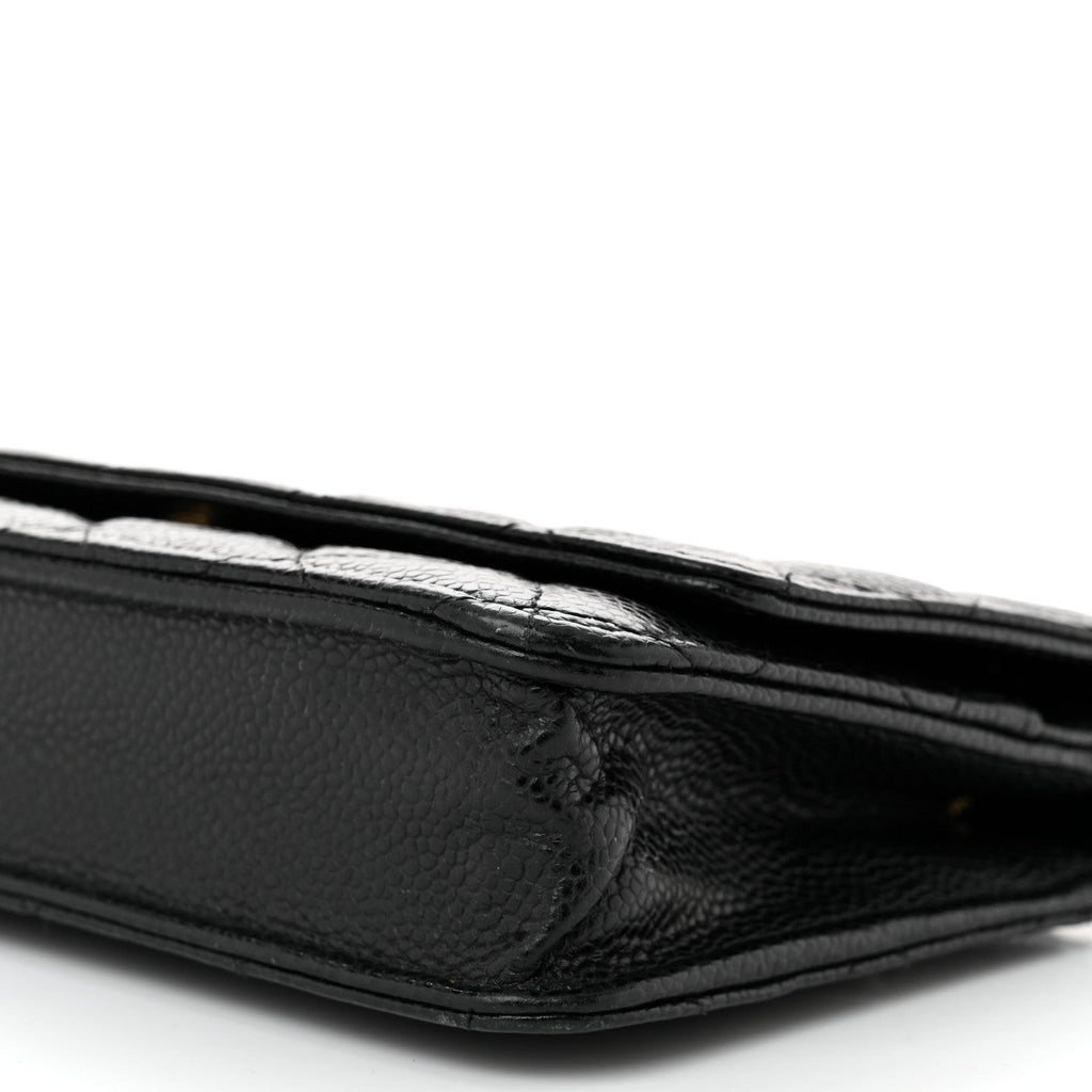Caviar Quilted Wallet on Chain WOC Black