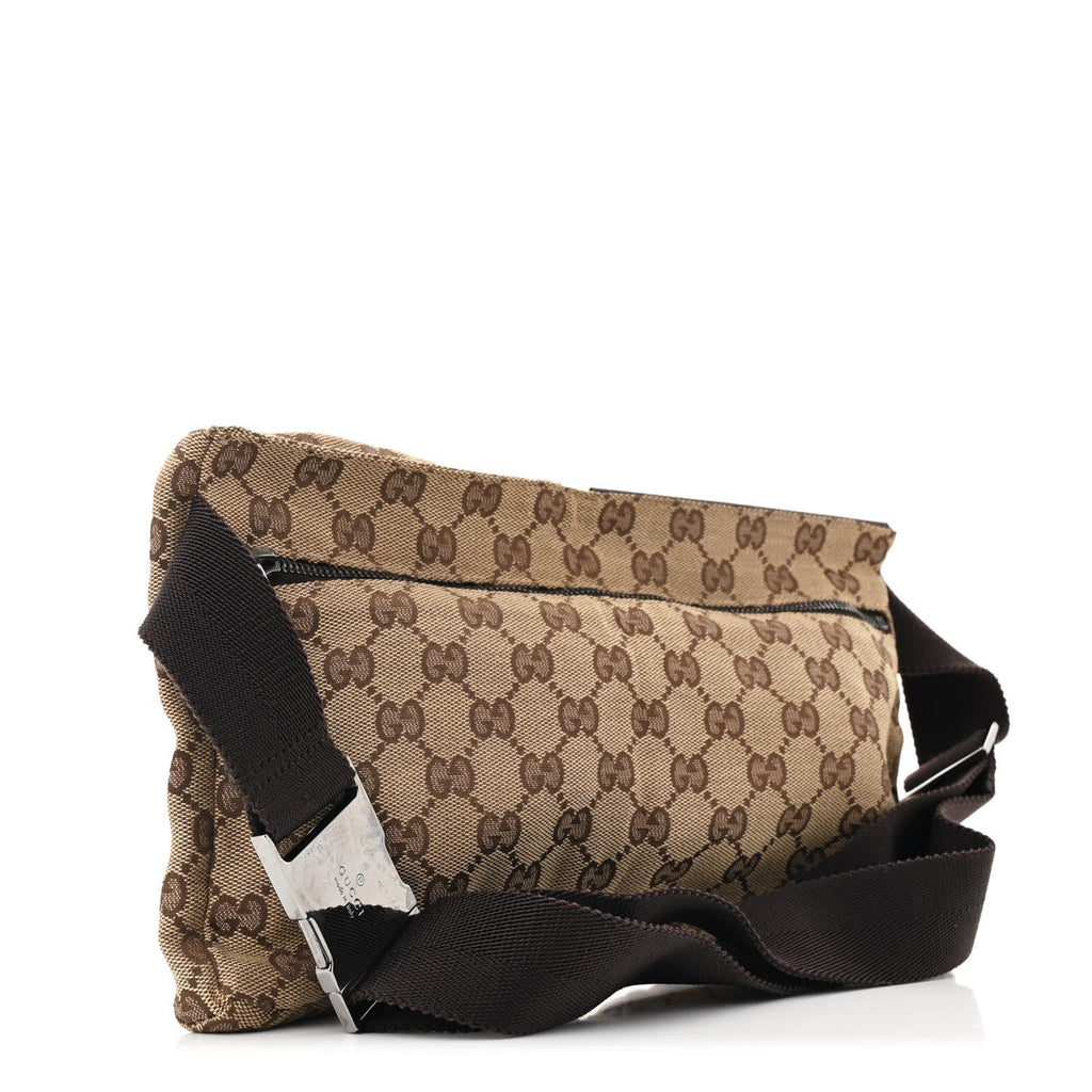 GG Monogram Double Pocket Belt Bag Dark Brown
