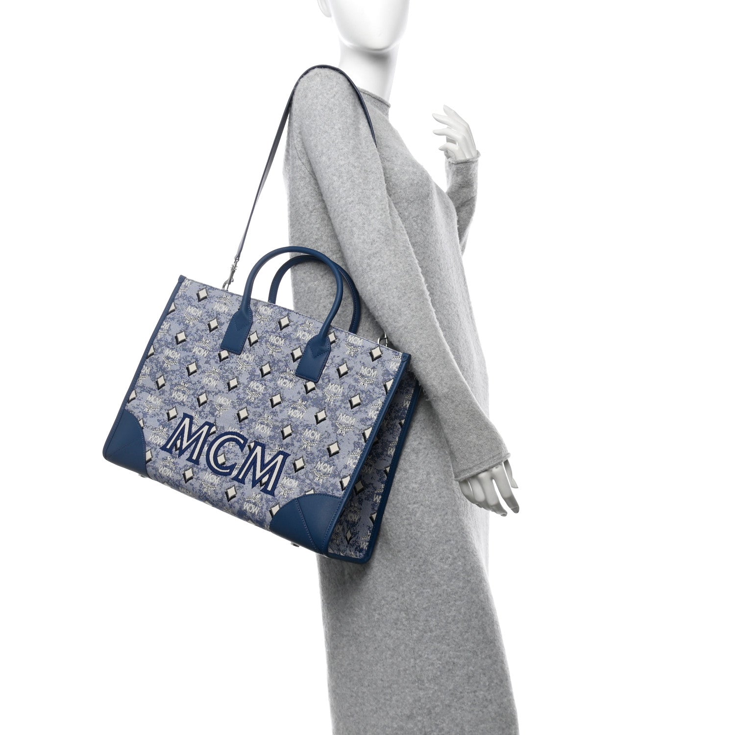 Jacquard Monogram Munchen Extra Large Tote Blue
