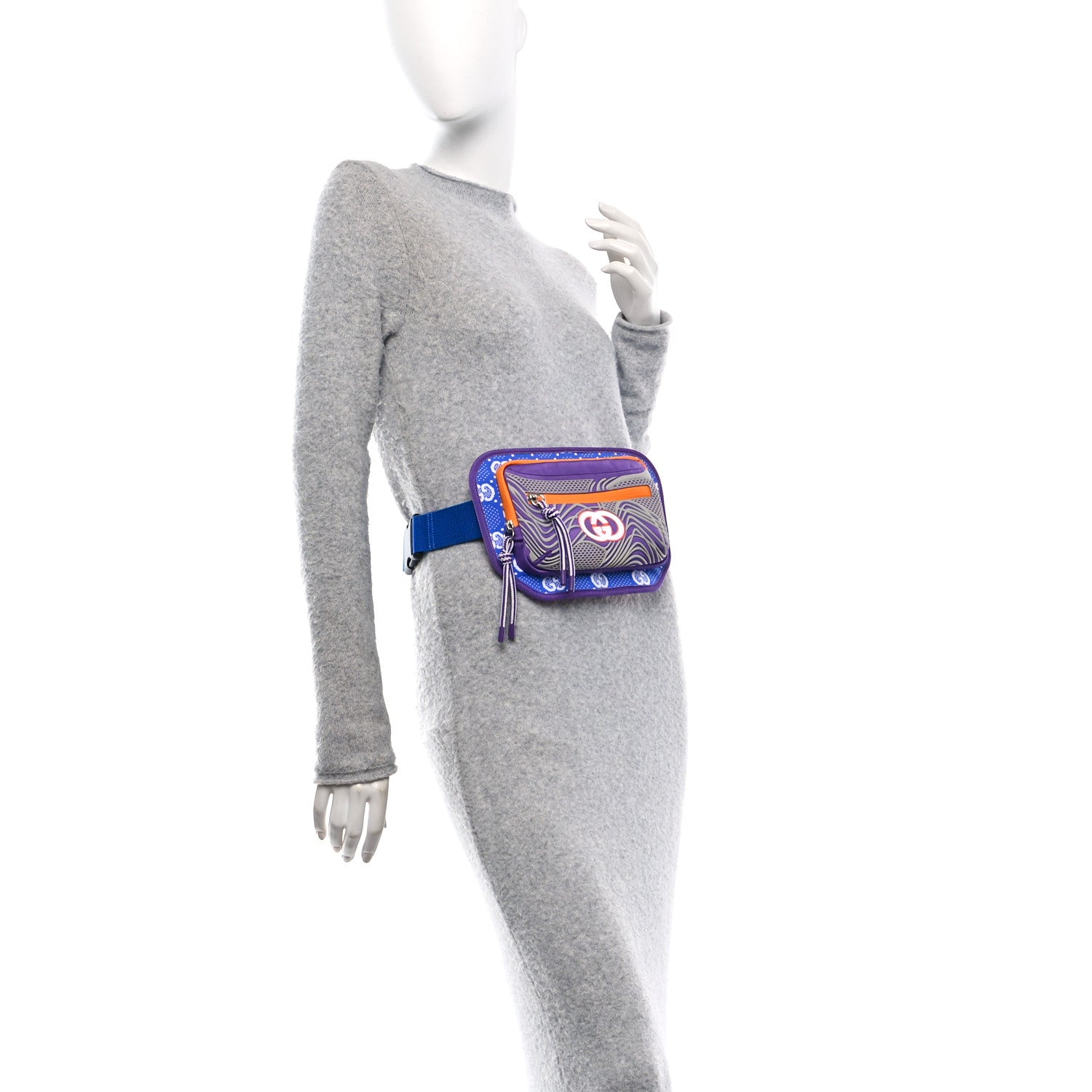 Jersey GG Monogram All Over Sporty Belt Bag Grey White Multicolor