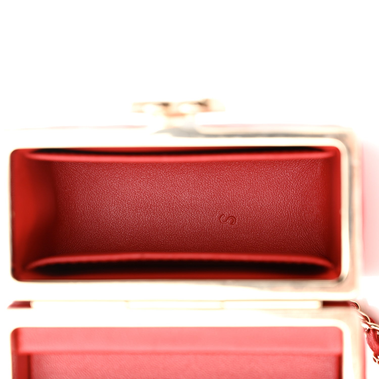 Lambskin Quilted Small Box With Chain Red