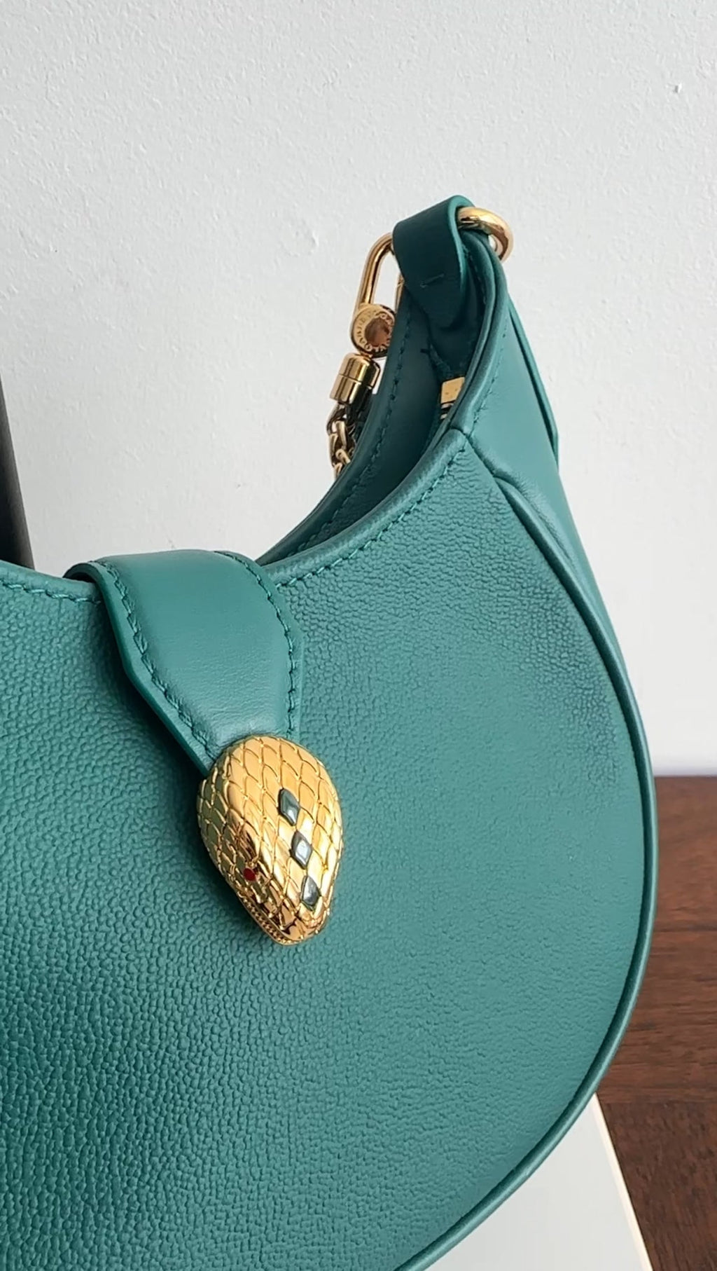 Bvlgari Serpenti Forever Emerald Green Ellipse Hobo Bag