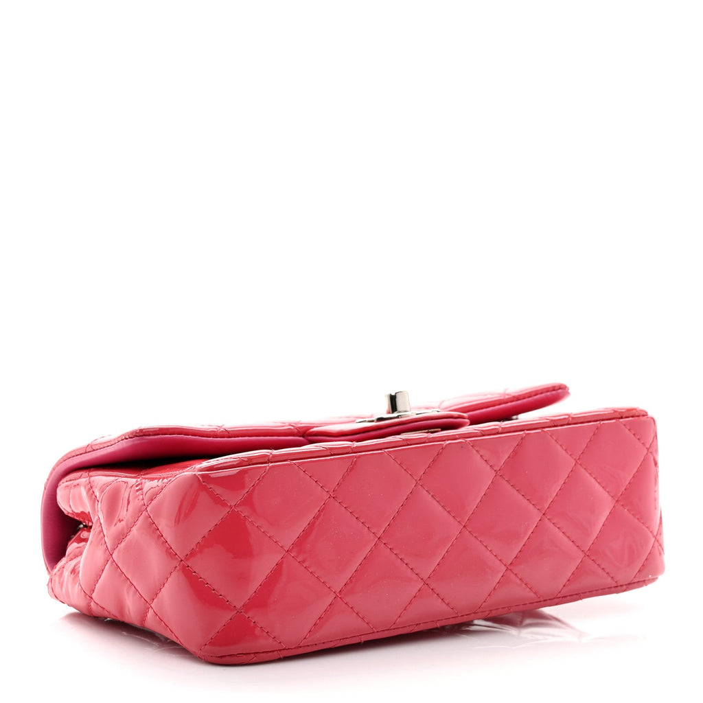 Patent Calfskin Quilted Mini Rectangular Flap Pink