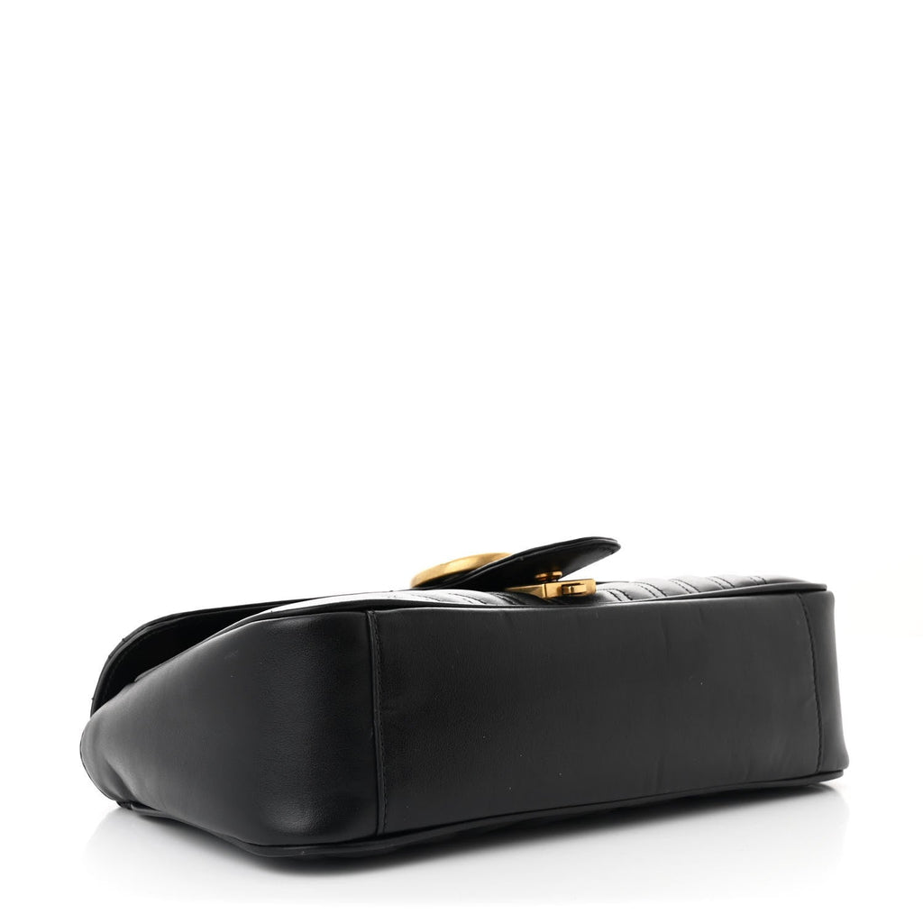 Calfskin Matelasse Small GG Marmont Shoulder Bag Black
