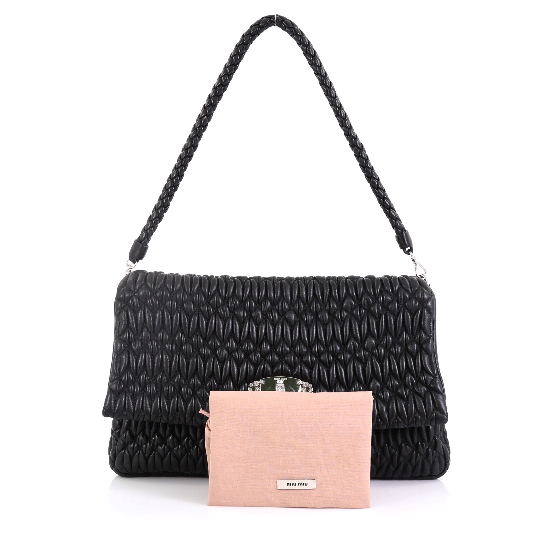 Crystal Clutch Matelasse Leather Large