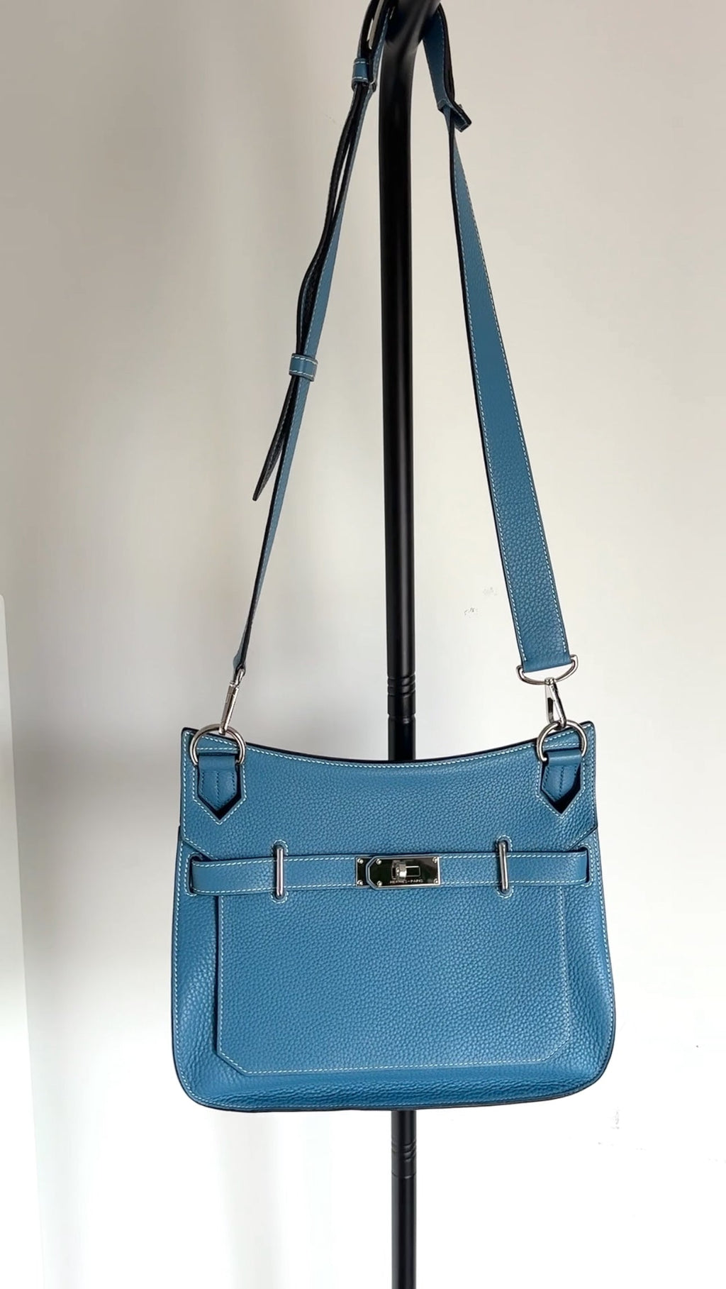 Hermes Blue Jean Clemence Jypsiere 31 Crossbody Bag PHW