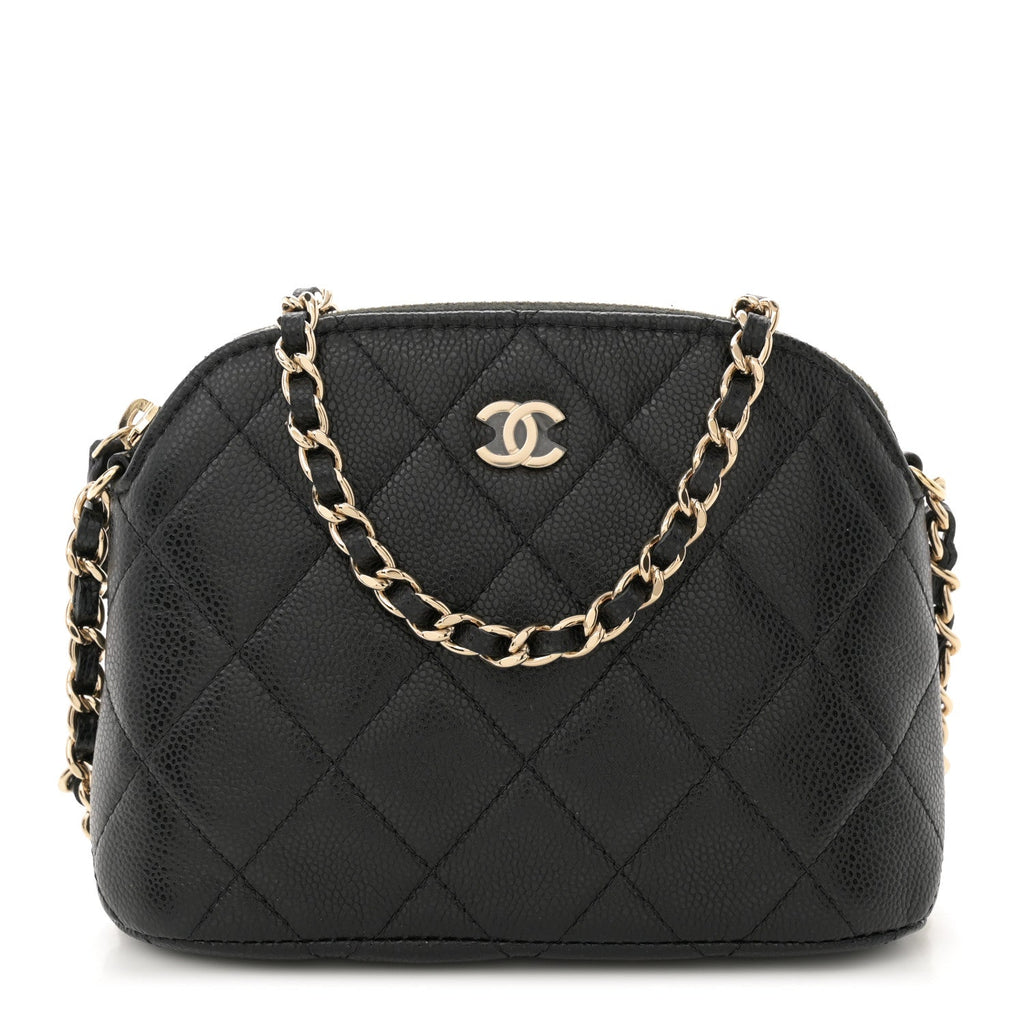 Caviar Quilted Classic Clutch with Chain Black