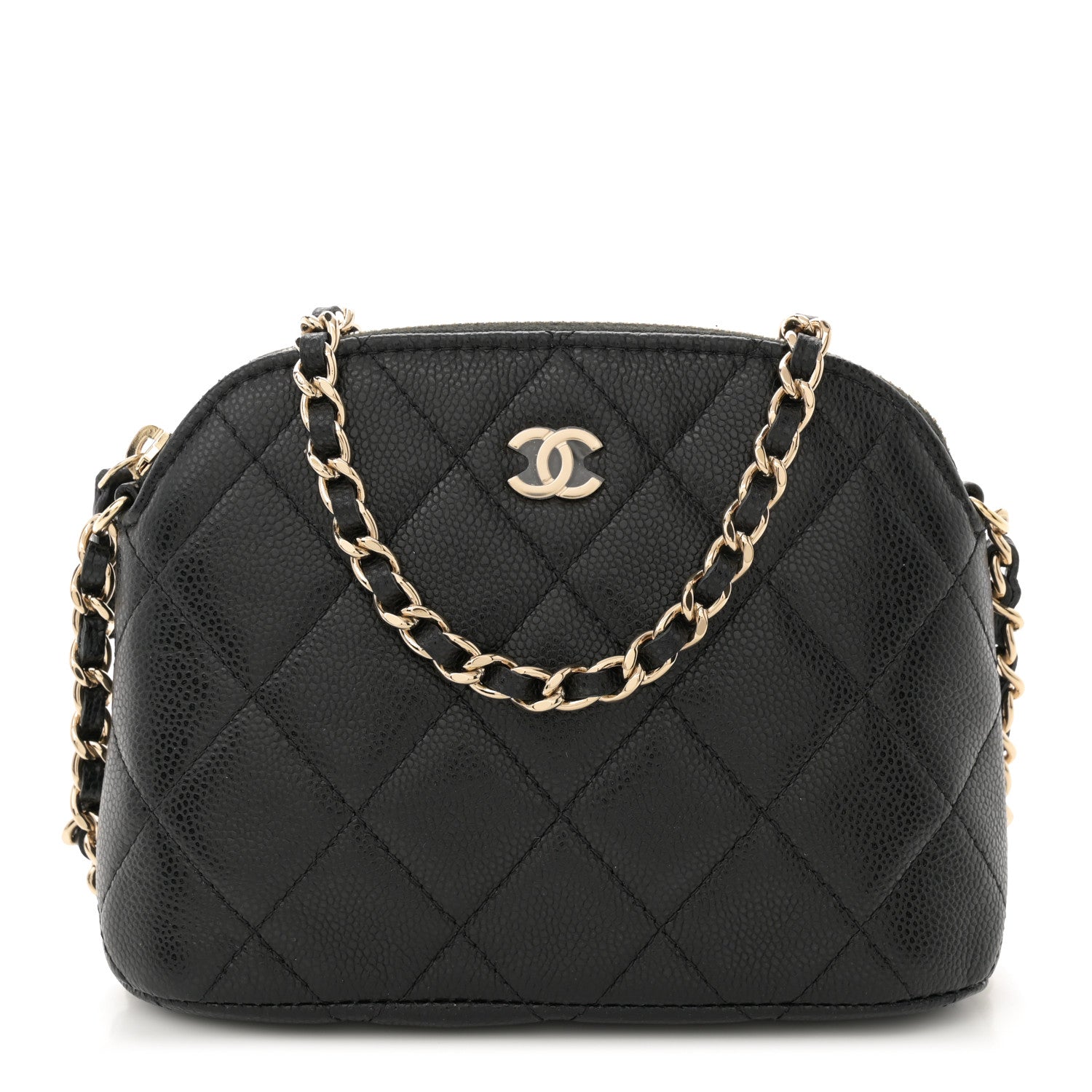 Caviar Quilted Classic Clutch with Chain Black
