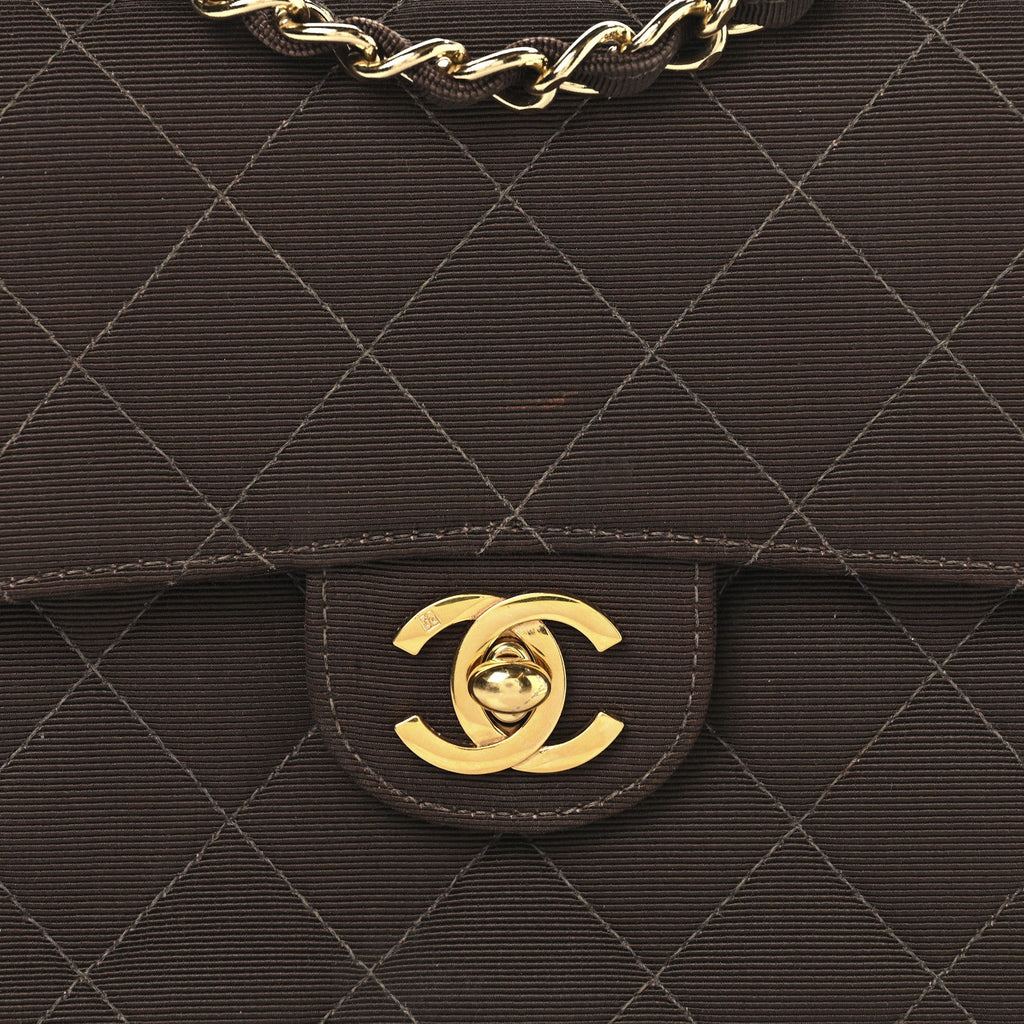 Grosgrain Quilted Mini Square Flap Brown