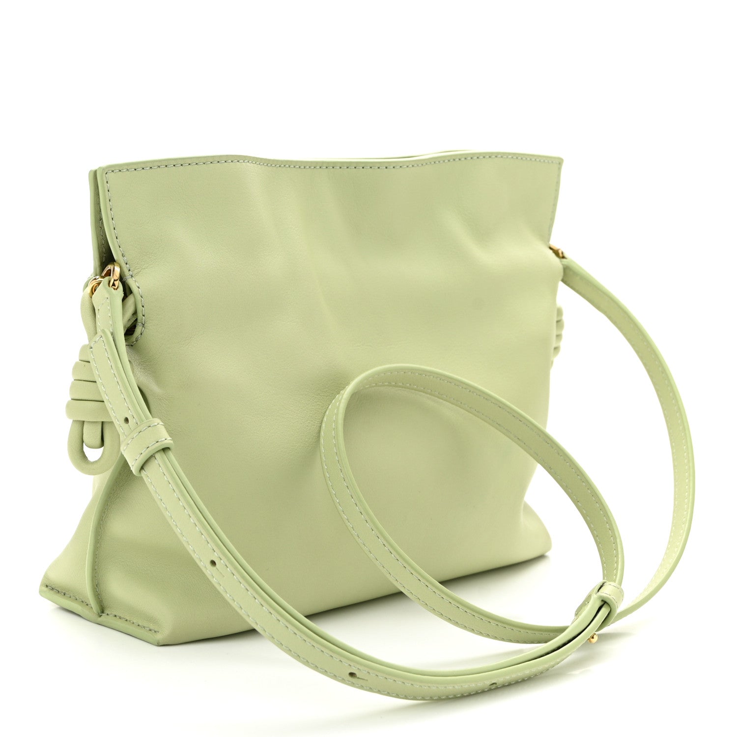 Calfskin Mini Flamenco Knot Clutch Light Pear