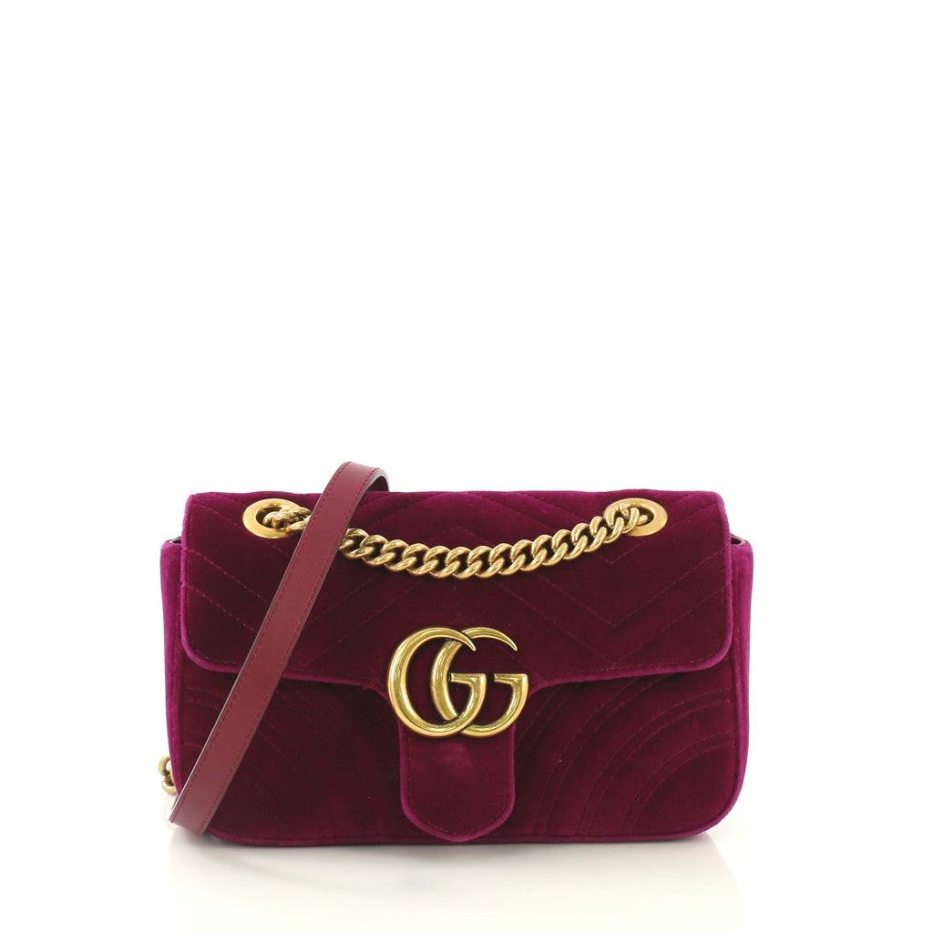 GG Marmont Flap Bag Matelasse Velvet Mini
