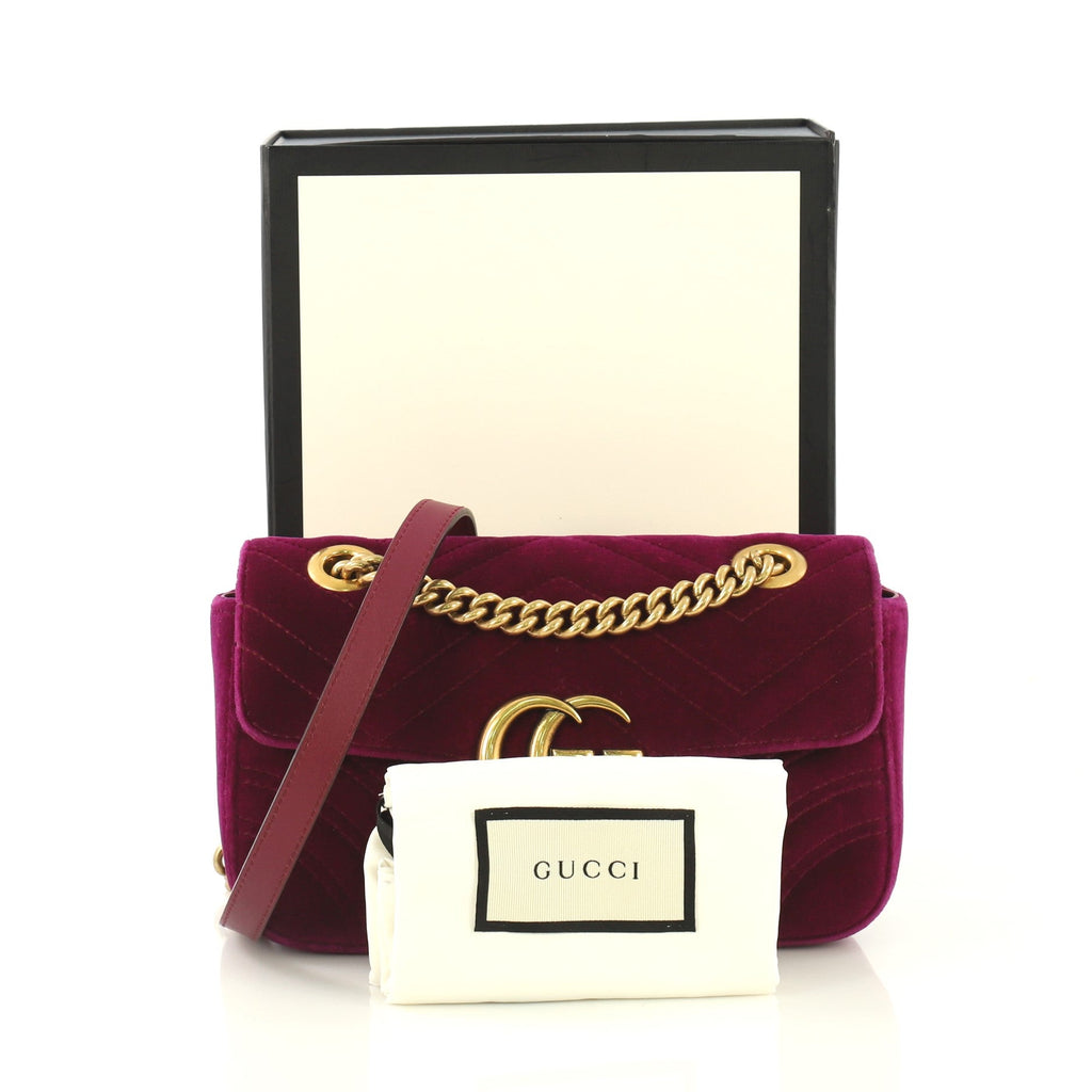 GG Marmont Flap Bag Matelasse Velvet Mini