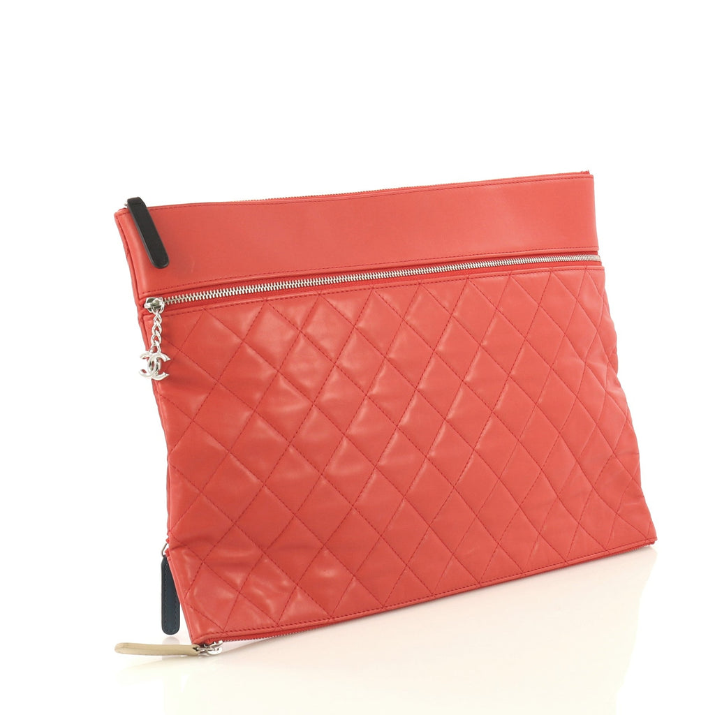 Expandable O Case Clutch Quilted Lambskin Large