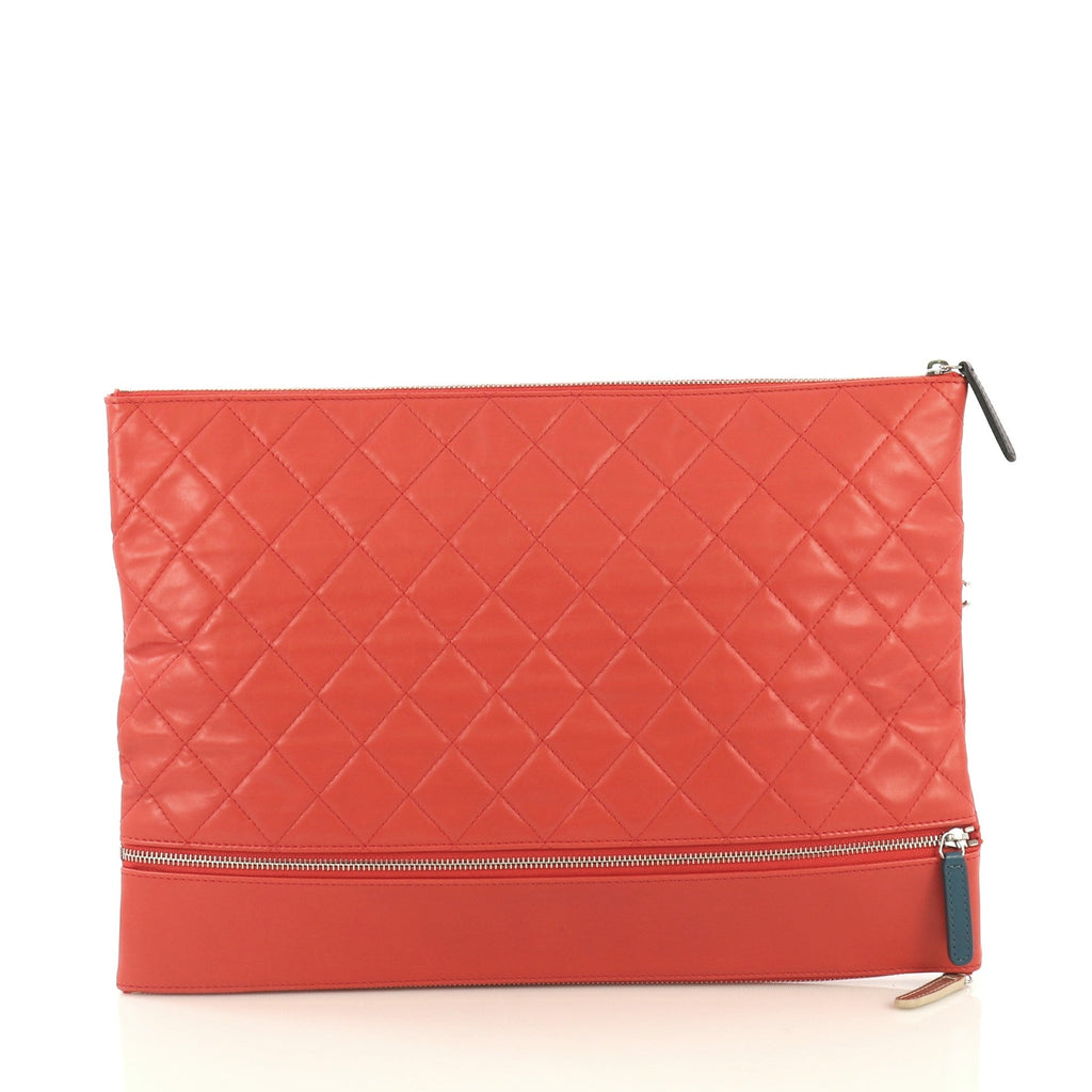 Expandable O Case Clutch Quilted Lambskin Large