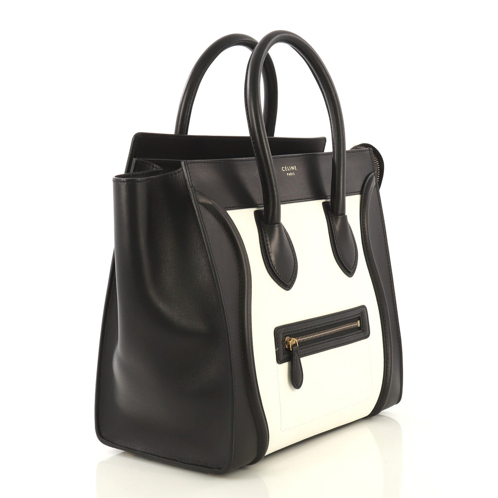 Bicolor Luggage Handbag Leather Mini