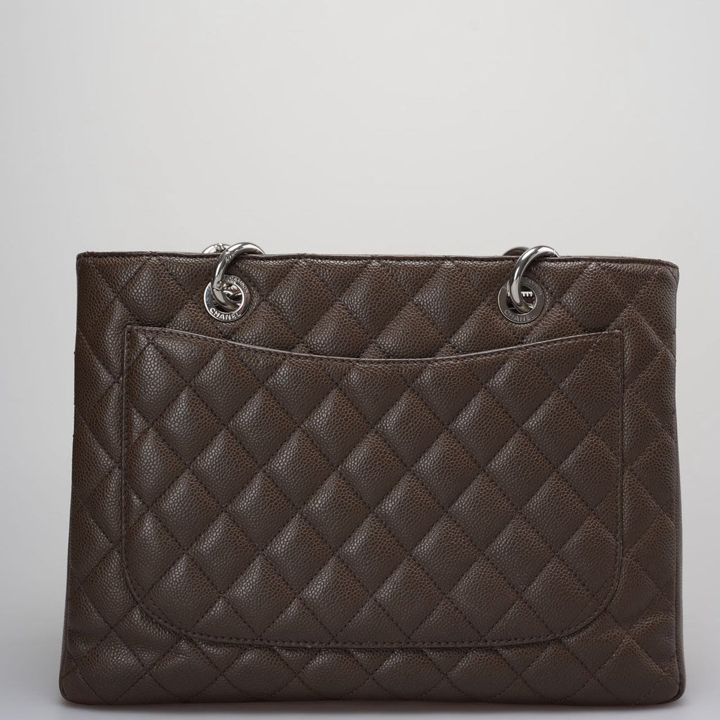 Chanel Brown GST Grand Shopping Tote  Bag in Caviar Leather with  Silver Hardware