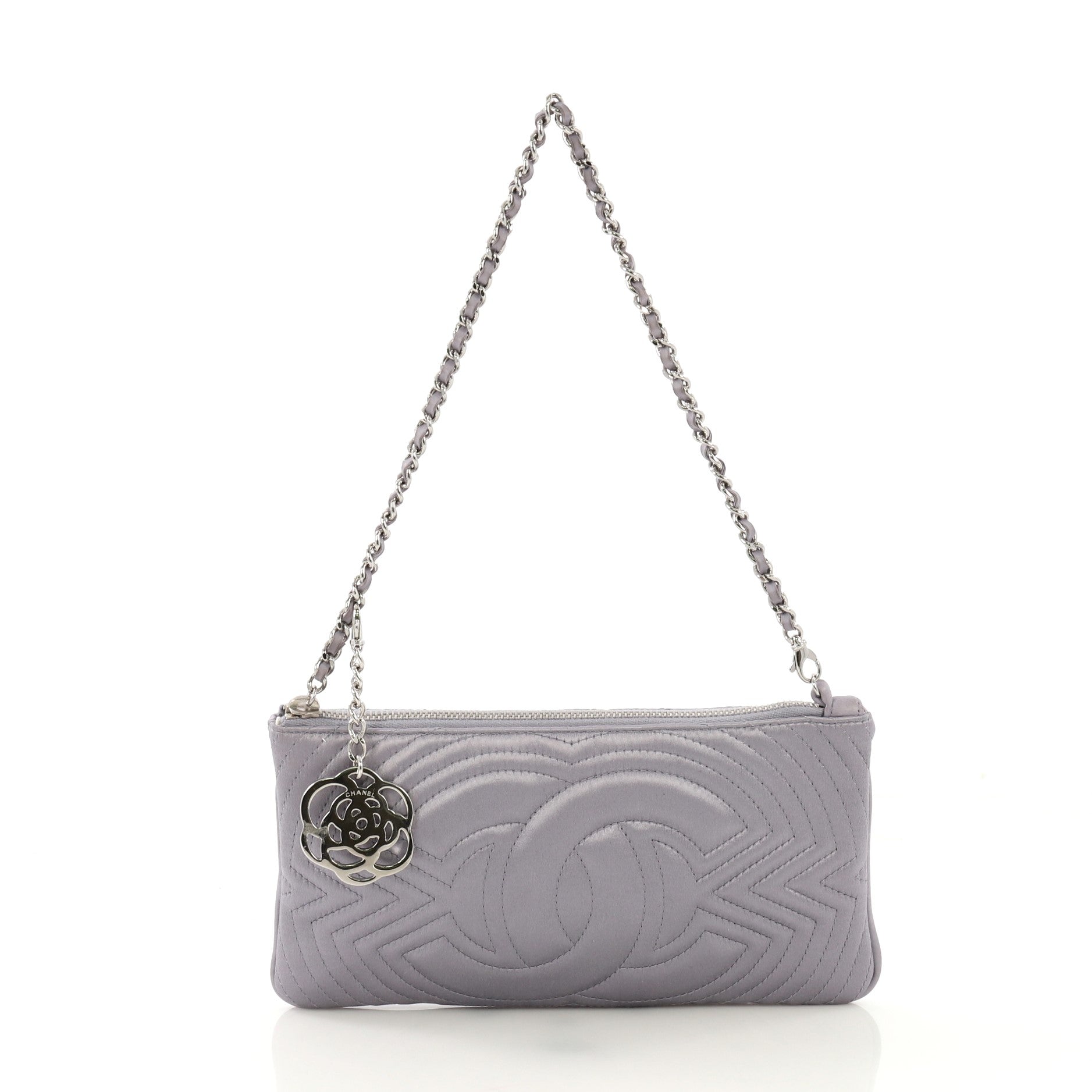 CC Chain Clutch Stitched Satin