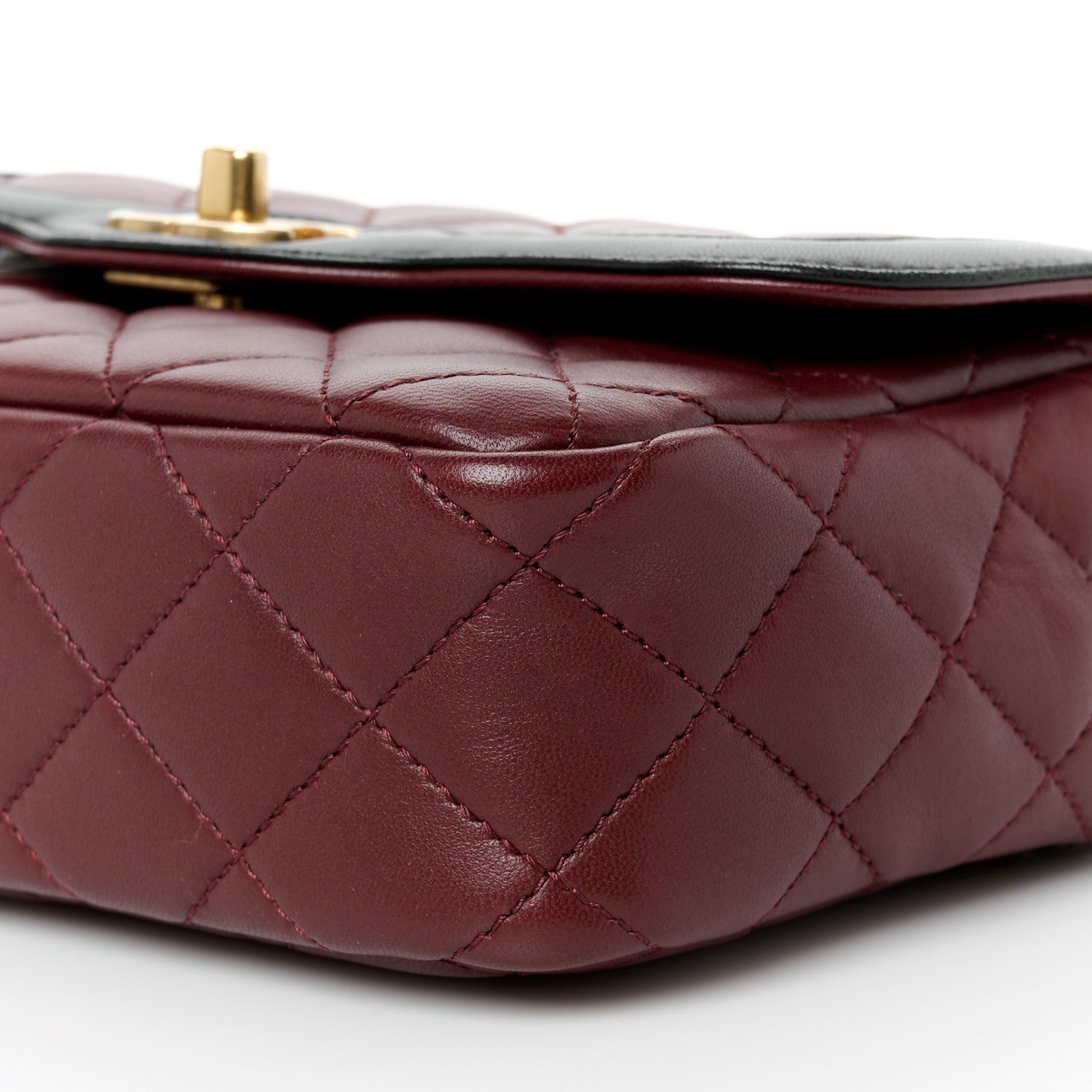 Lambskin Quilted Mini Two Tone Day Flap Burgundy