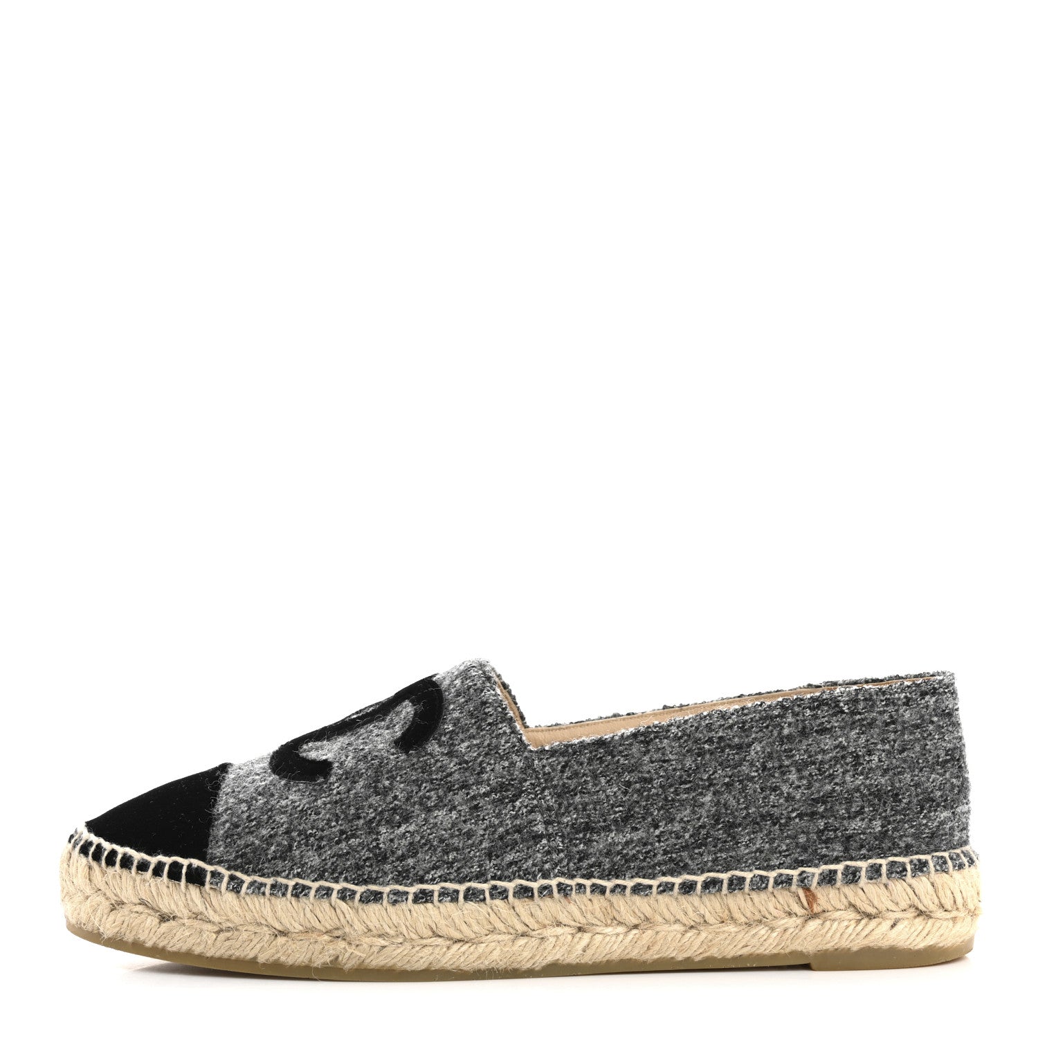 Tweed Velvet CC Espadrilles 39 Grey Black