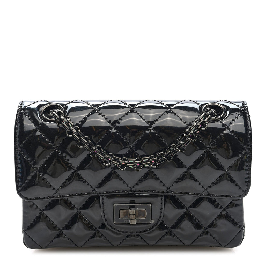 Patent Calfskin Quilted 2.55 Reissue Mini Flap So Black