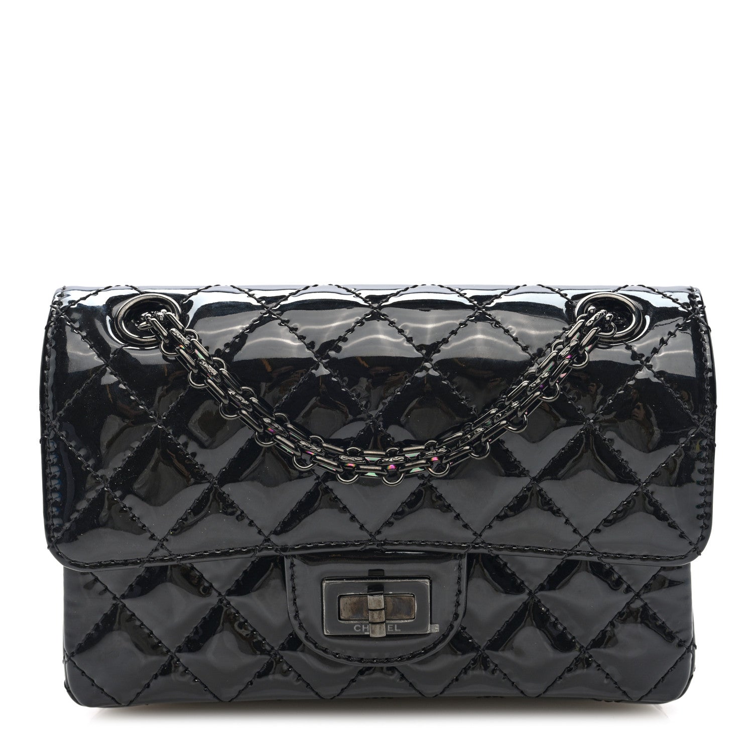 Patent Calfskin Quilted 2.55 Reissue Mini Flap So Black