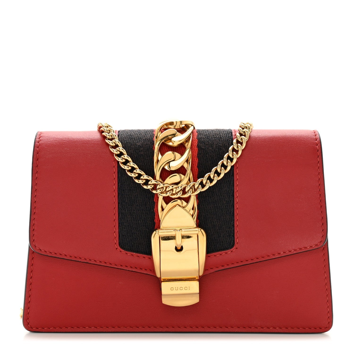 Calfskin Super Mini Sylvie Chain Shoulder Bag Hibiscus Red