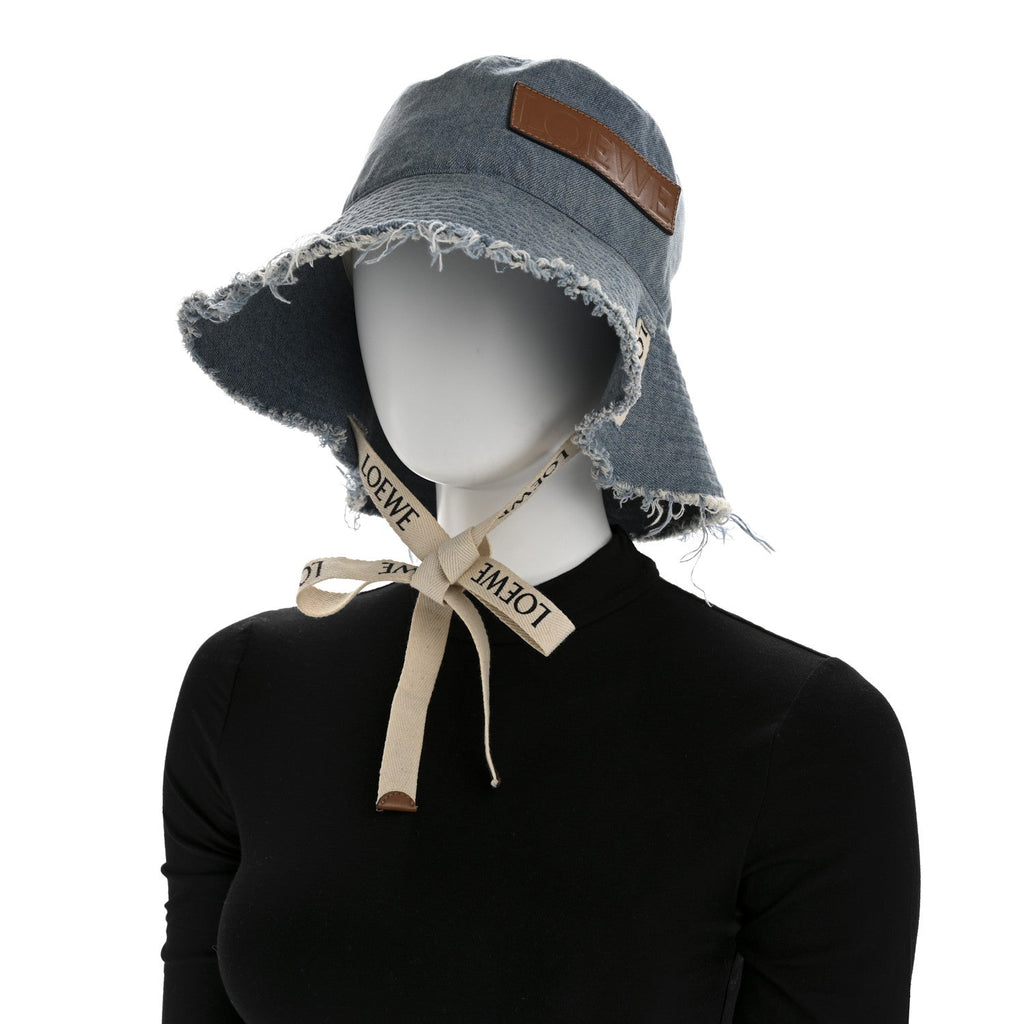 X PAULA'S IBIZA Denim Frayed Fisherman Bucket Hat 59 Blue