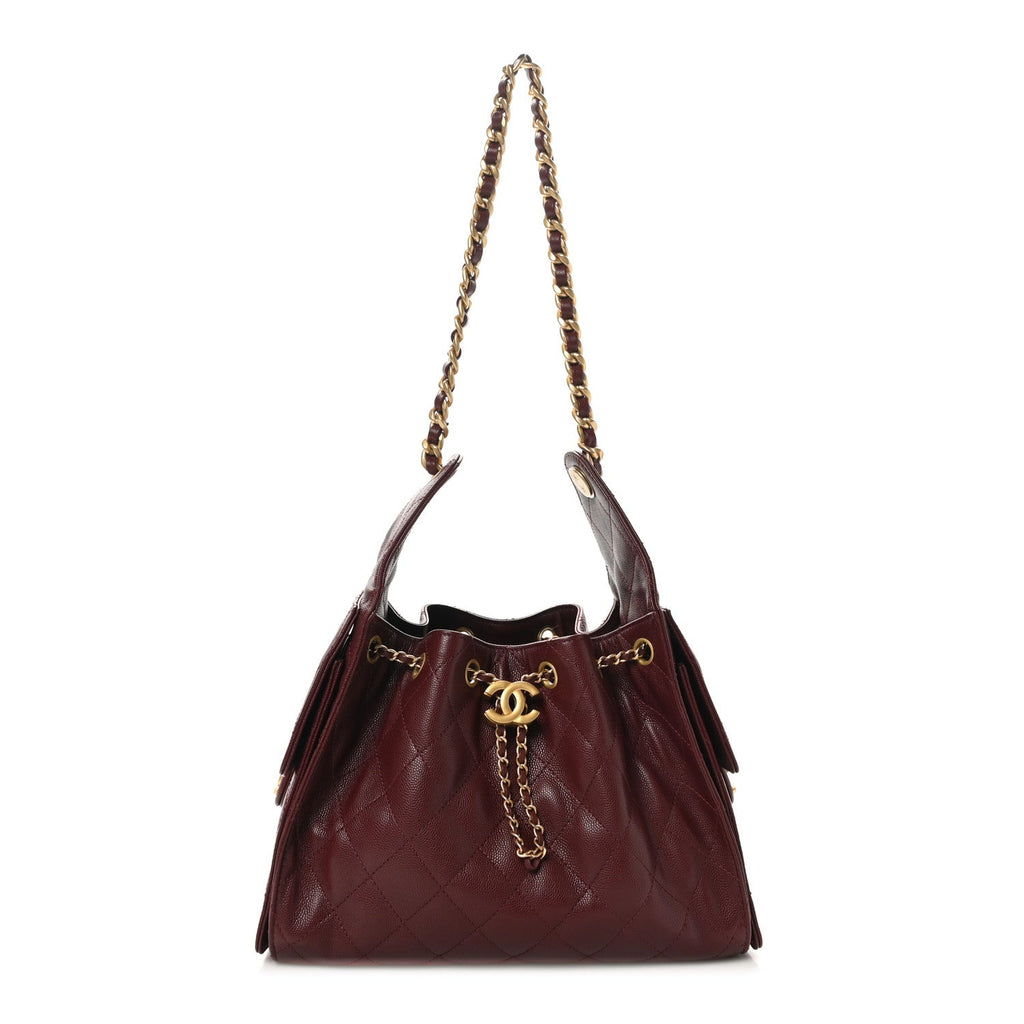 Caviar Quilted Small Chanel 25 Handbag Burgundy
