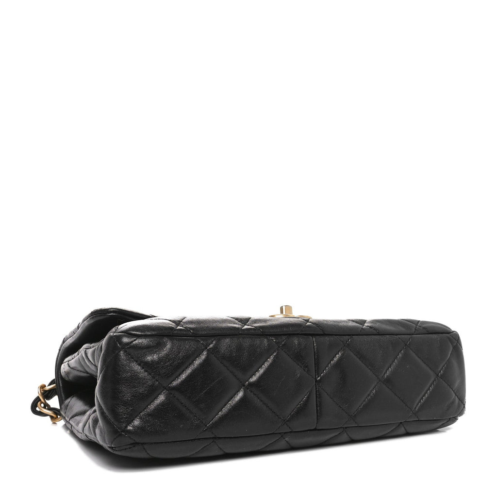 Lambskin Quilted Fancy Jewel Flap Black
