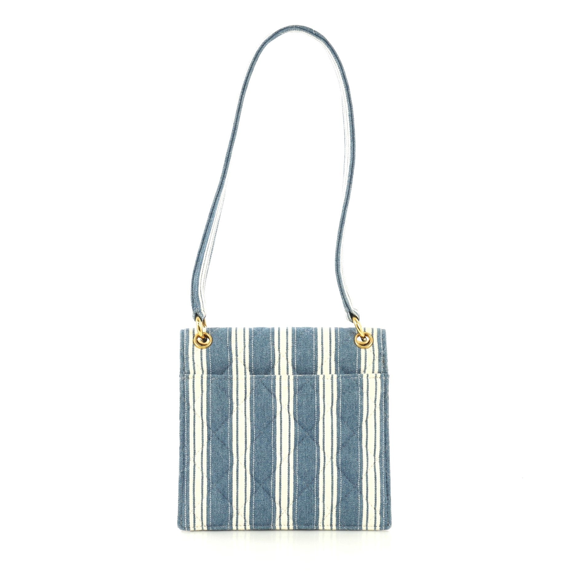 Vintage Flap Bag Striped Quilted Canvas Mini