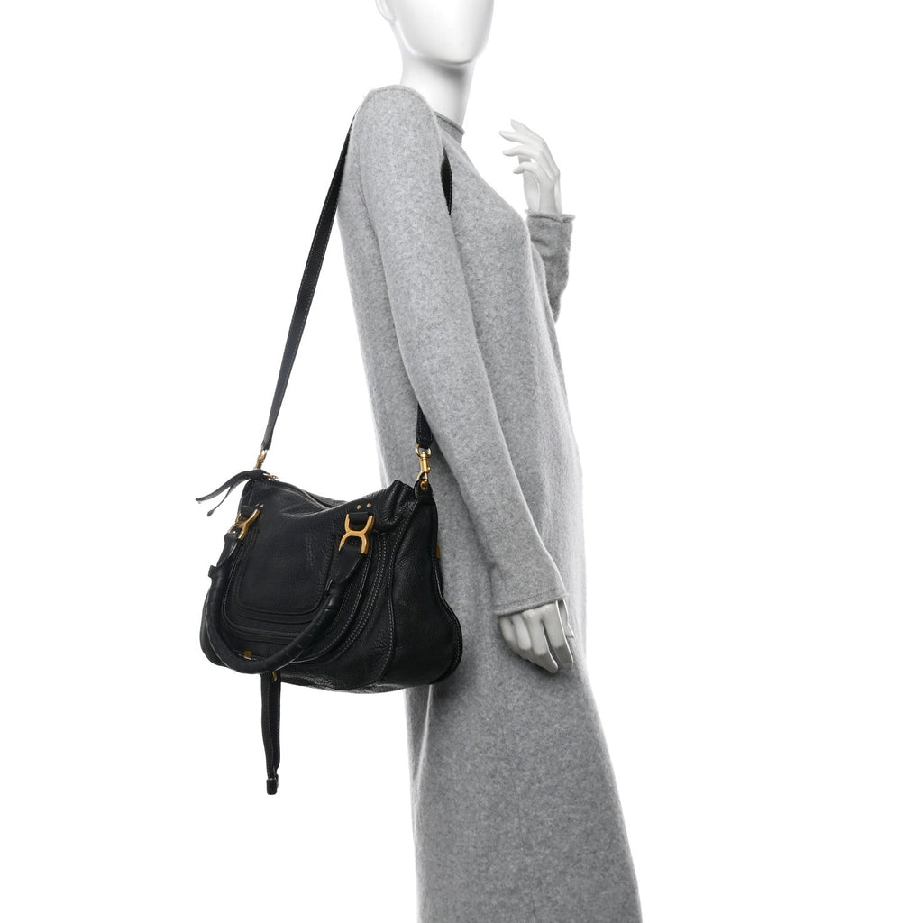 Calfskin Medium Marcie Satchel Black