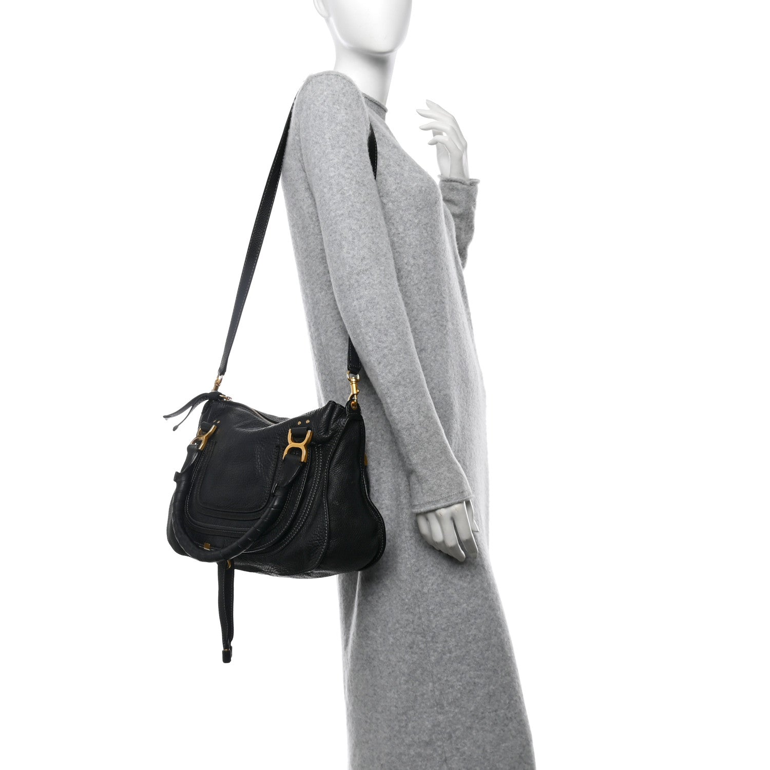 Calfskin Medium Marcie Satchel Black