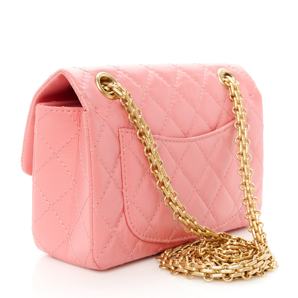 Aged Calfskin Quilted 2.55 Reissue Mini Flap Pink