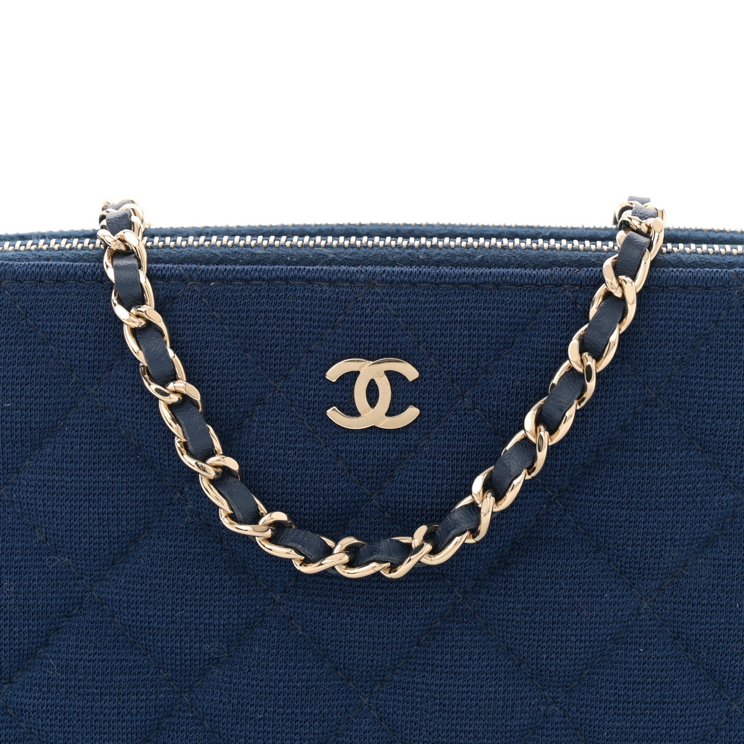 Jersey Quilted Small Clutch With Chain Navy