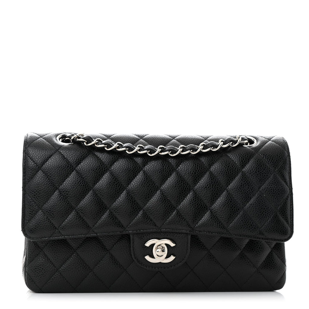 Caviar Quilted Medium Double Flap Black