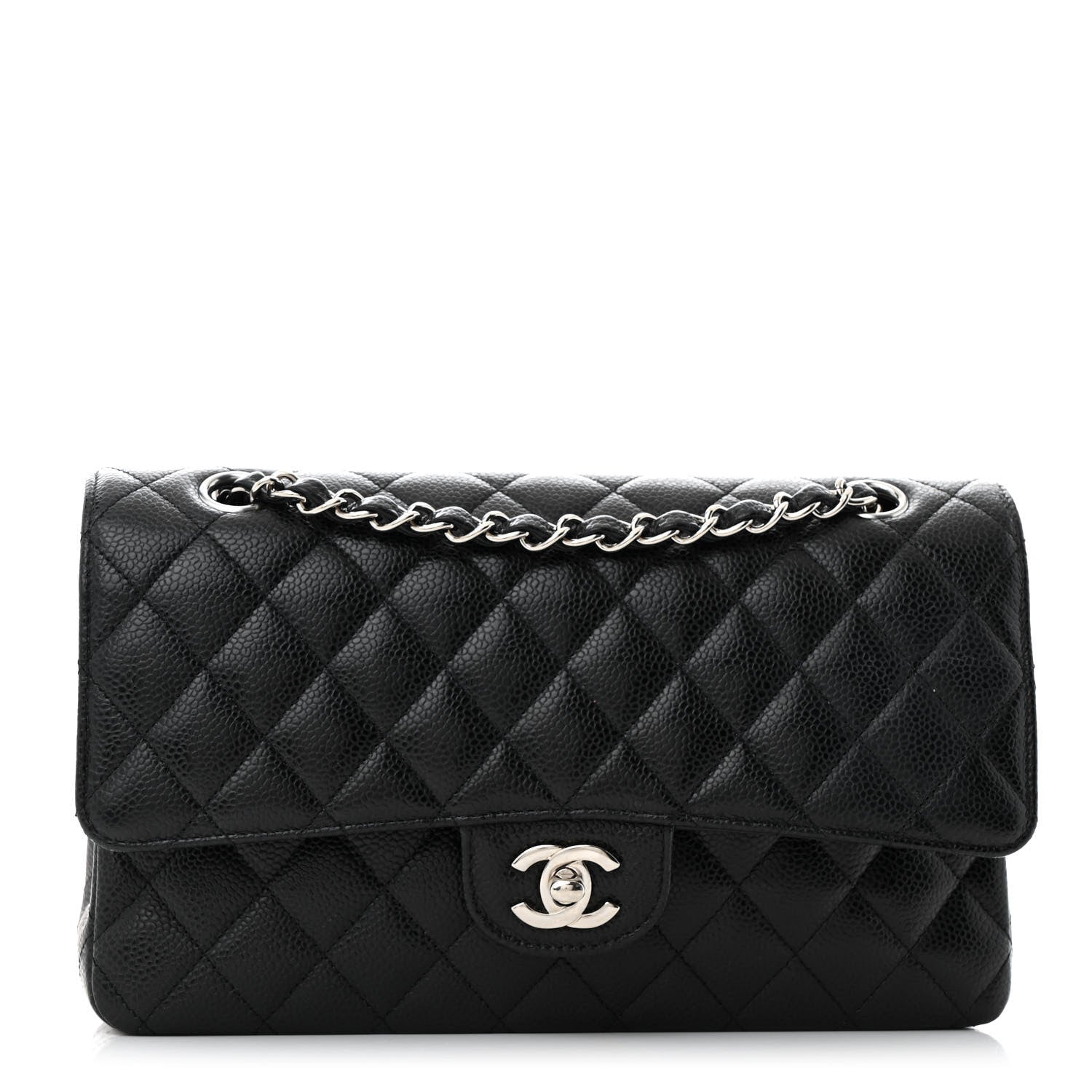 Caviar Quilted Medium Double Flap Black