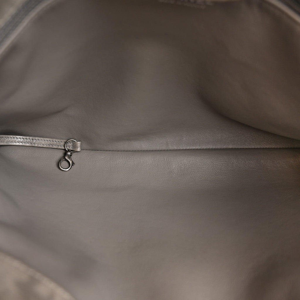 Iridescent Calfskin CC East West Shopping Tote Light Grey