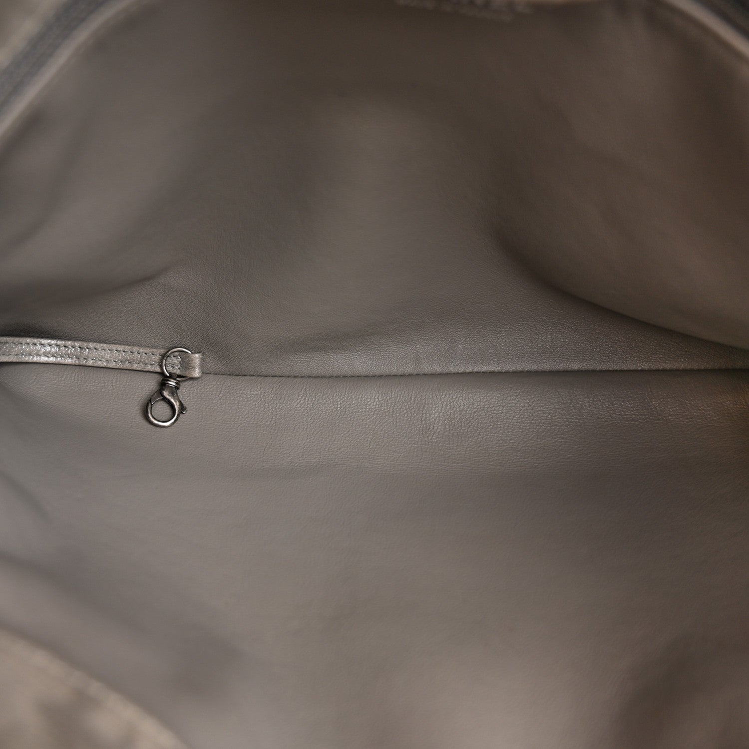 Iridescent Calfskin CC East West Shopping Tote Light Grey
