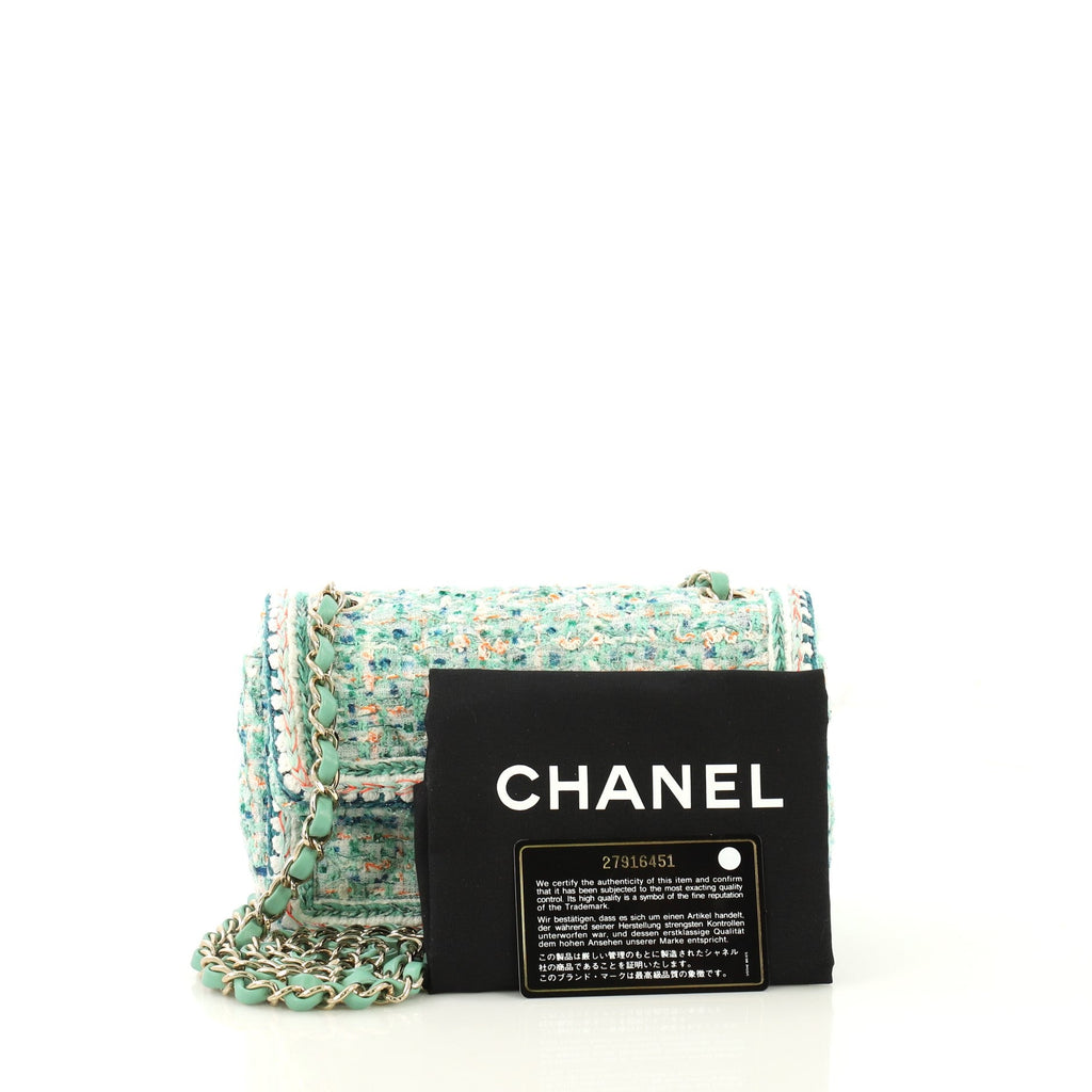 Classic Single Flap Bag Braided Quilted Tweed Mini