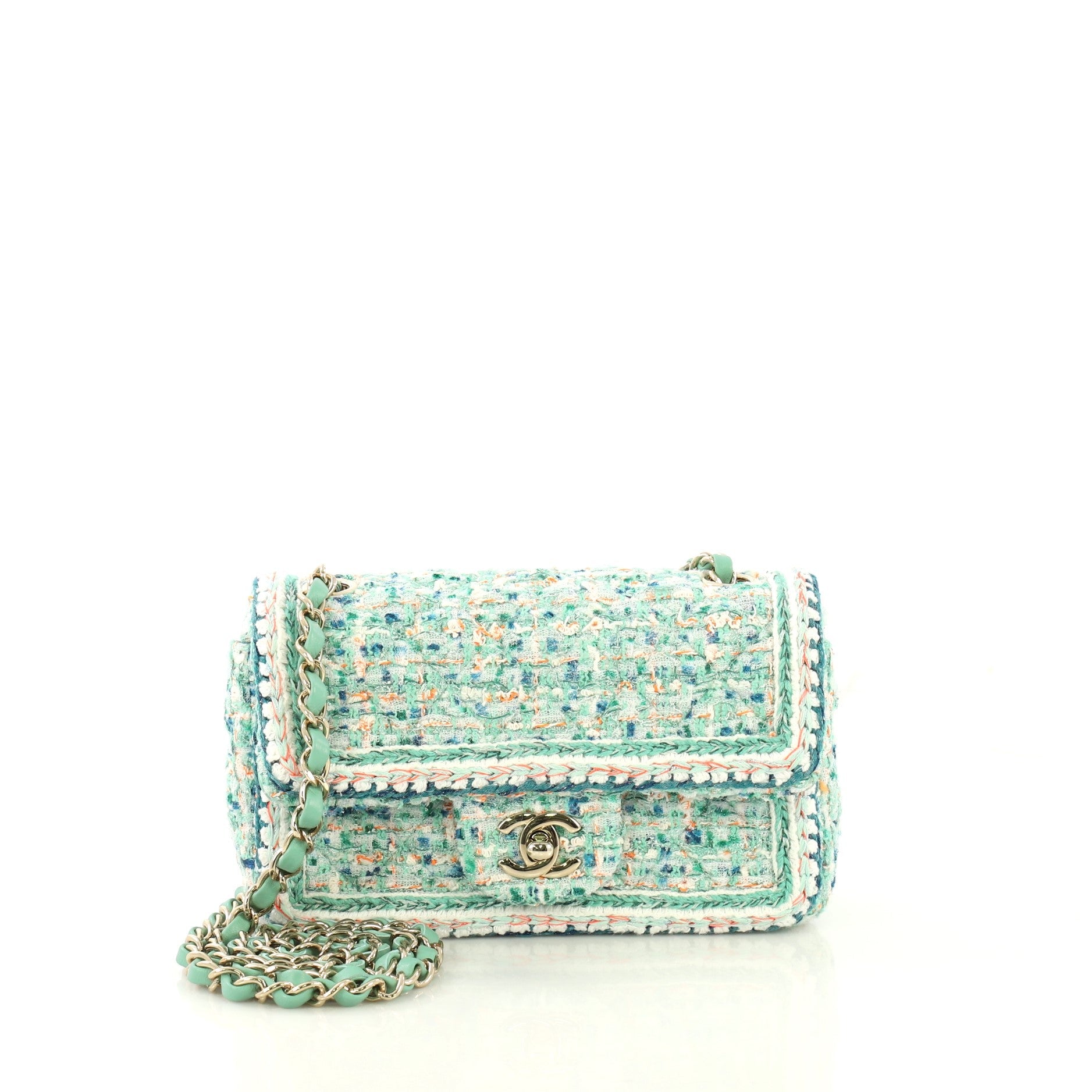 Classic Single Flap Bag Braided Quilted Tweed Mini