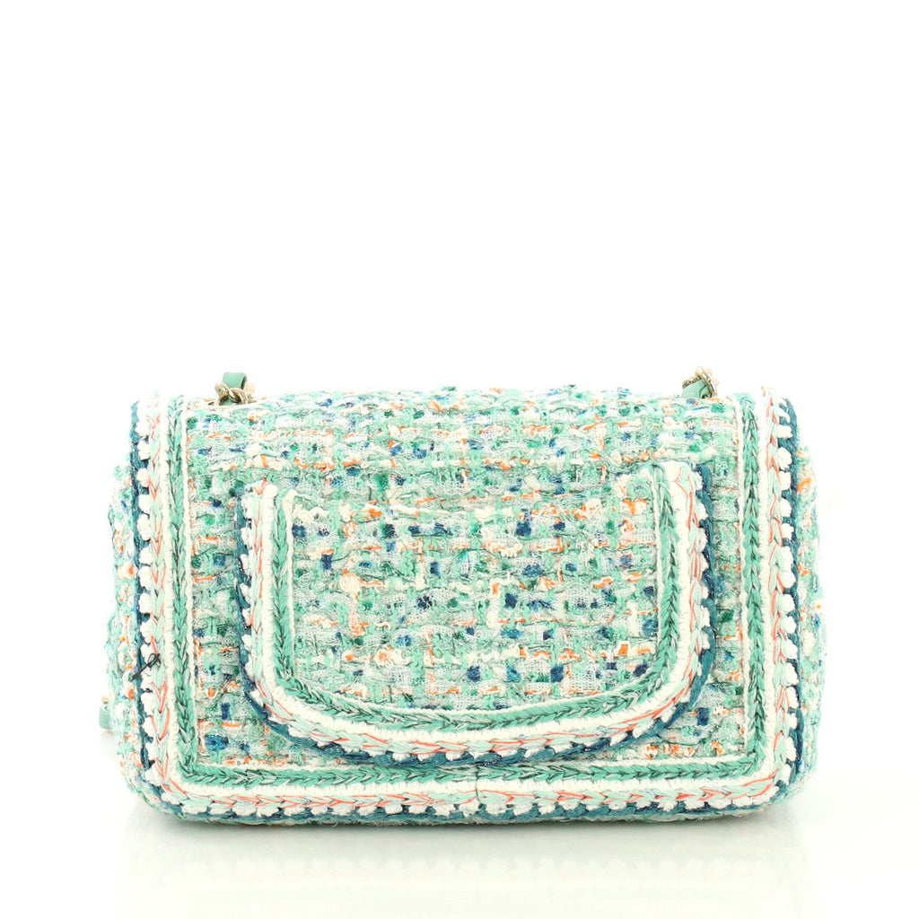 Classic Single Flap Bag Braided Quilted Tweed Mini