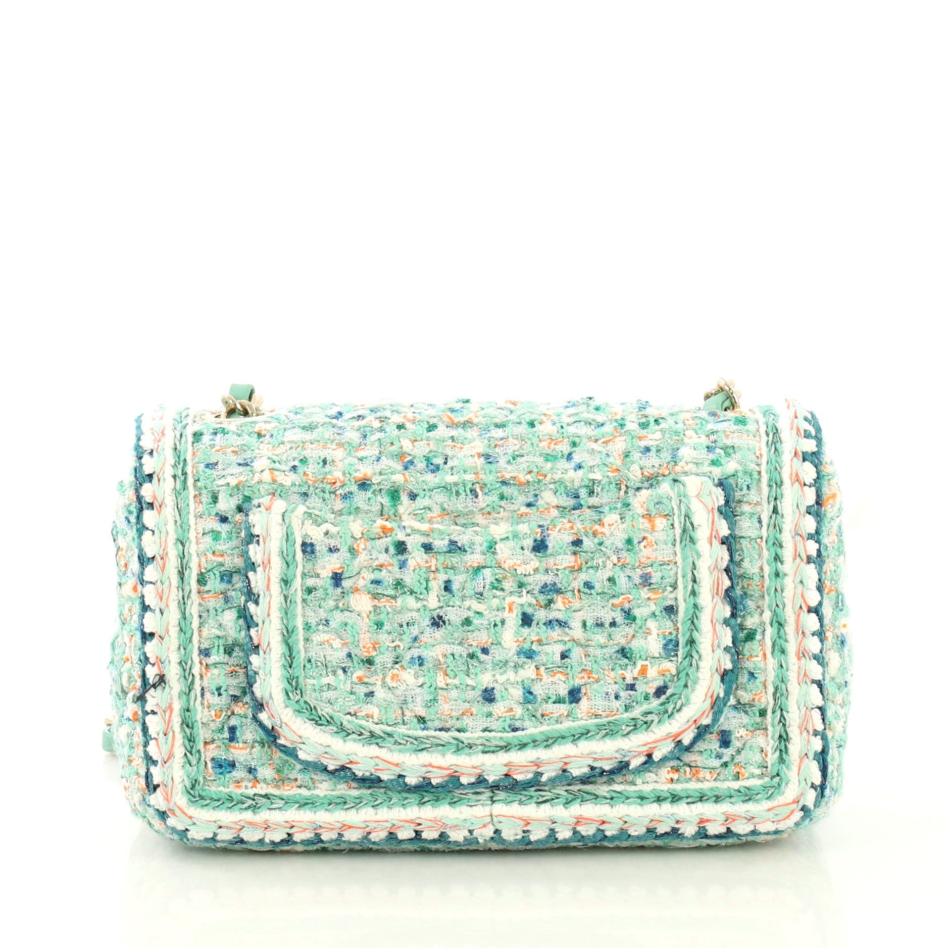 Classic Single Flap Bag Braided Quilted Tweed Mini