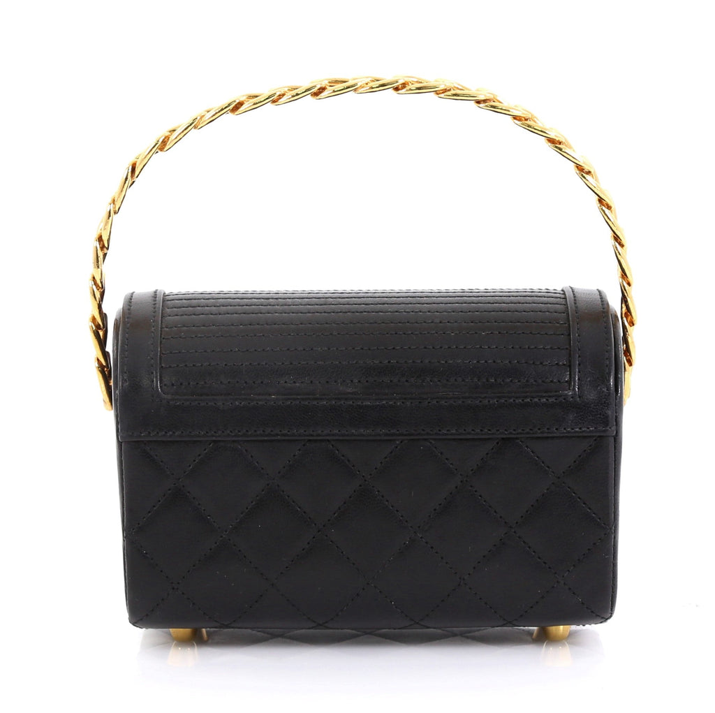 Vintage Square Chain Handle Flap Bag Quilted Lambskin Mini