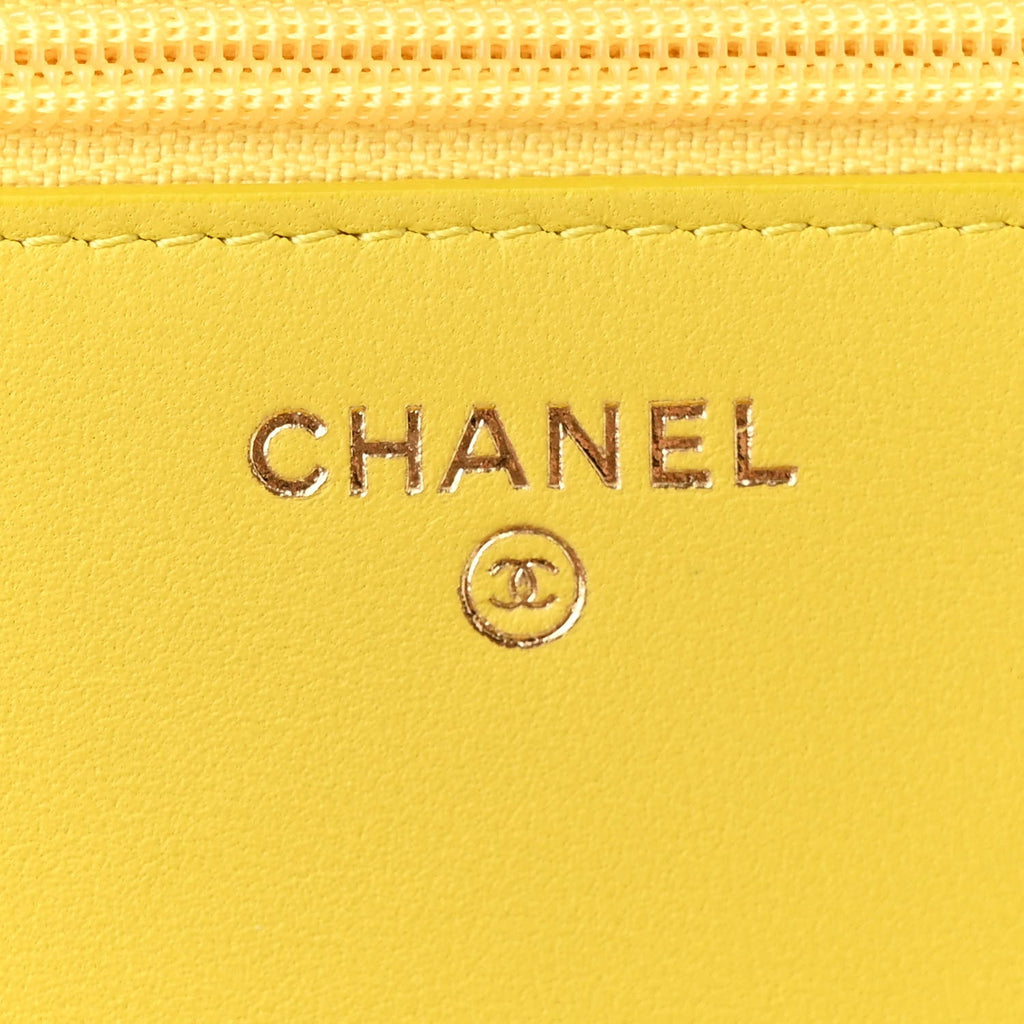 Lambskin Cotten Woven Boy Wallet On Chain WOC Yellow