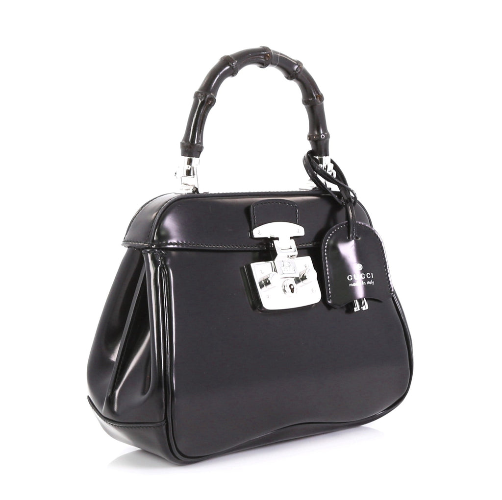 Lady Lock Bamboo Top Handle Bag Leather Mini