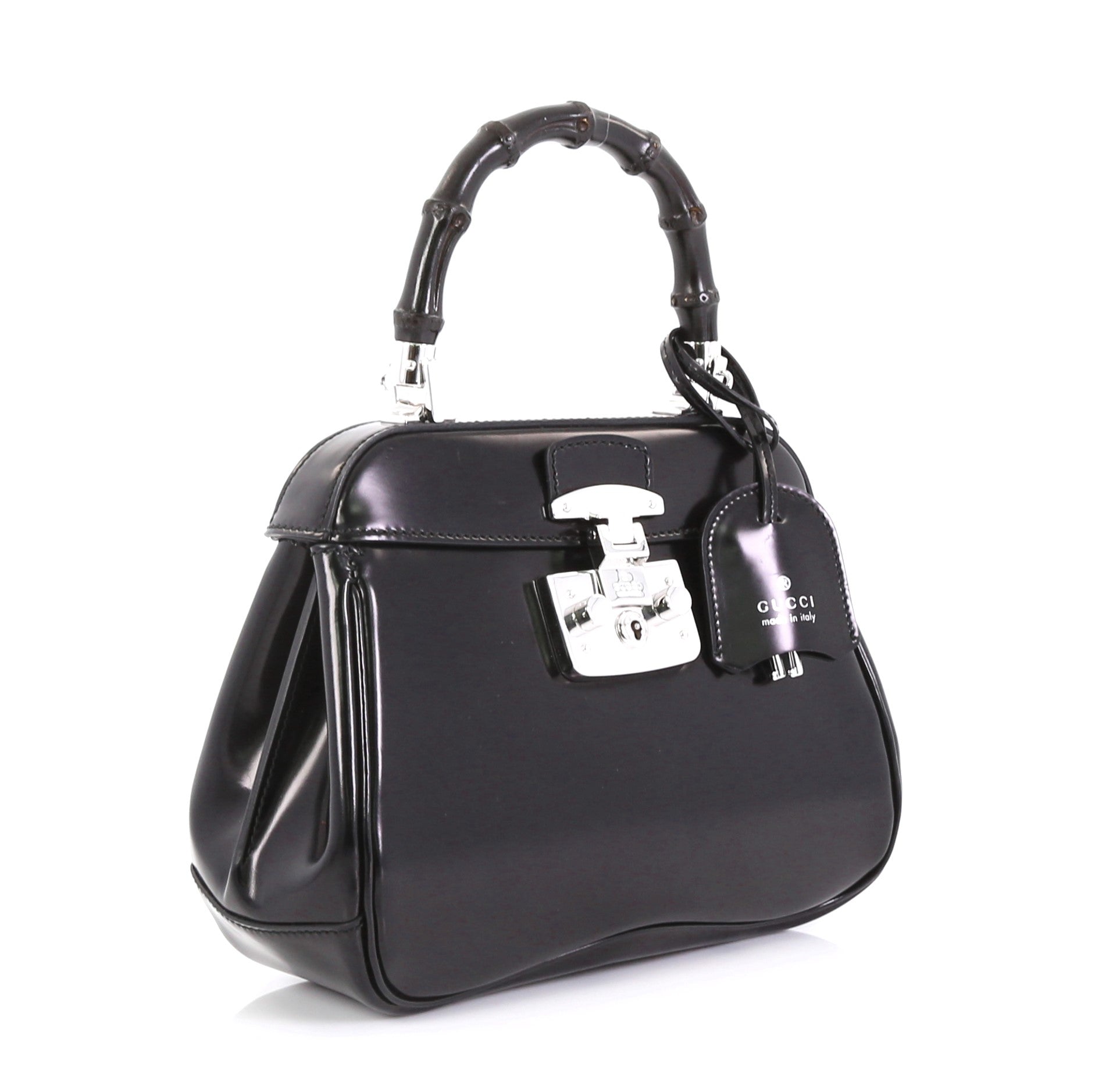 Lady Lock Bamboo Top Handle Bag Leather Mini